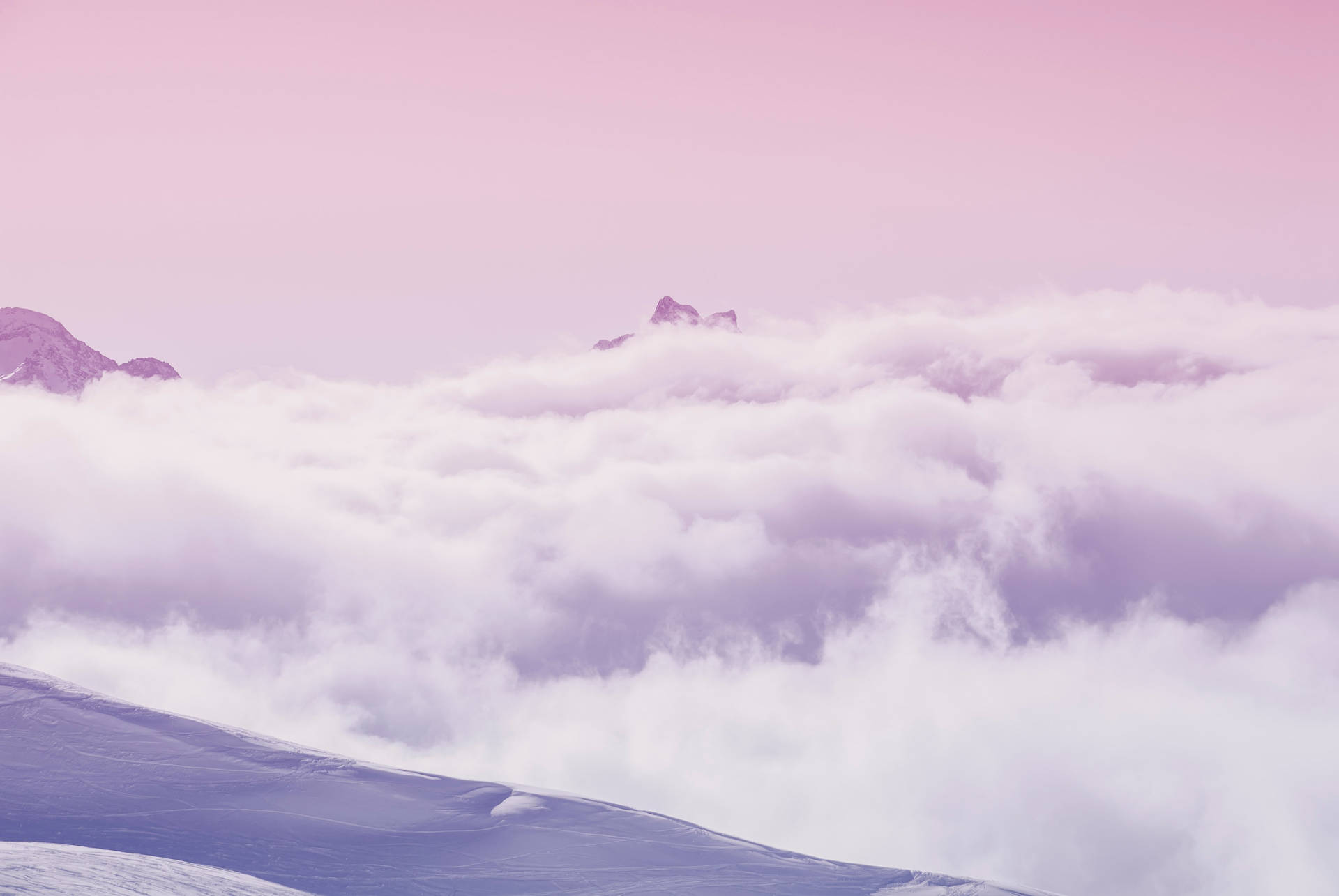 Purple Pastel Aesthetic Cloudy Mountain Peak Background