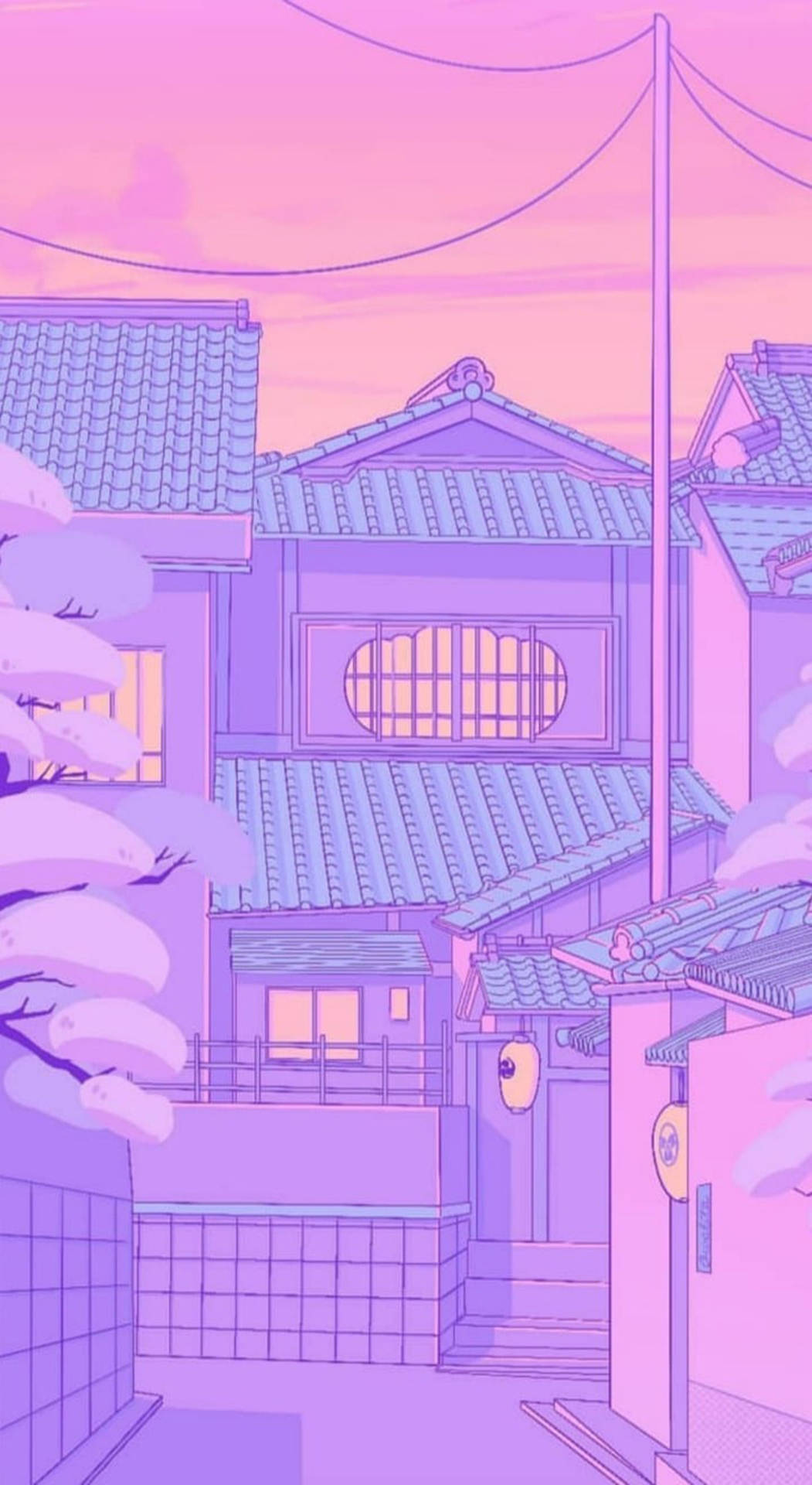 Purple Pastel Aesthetic Kyoto Street Background