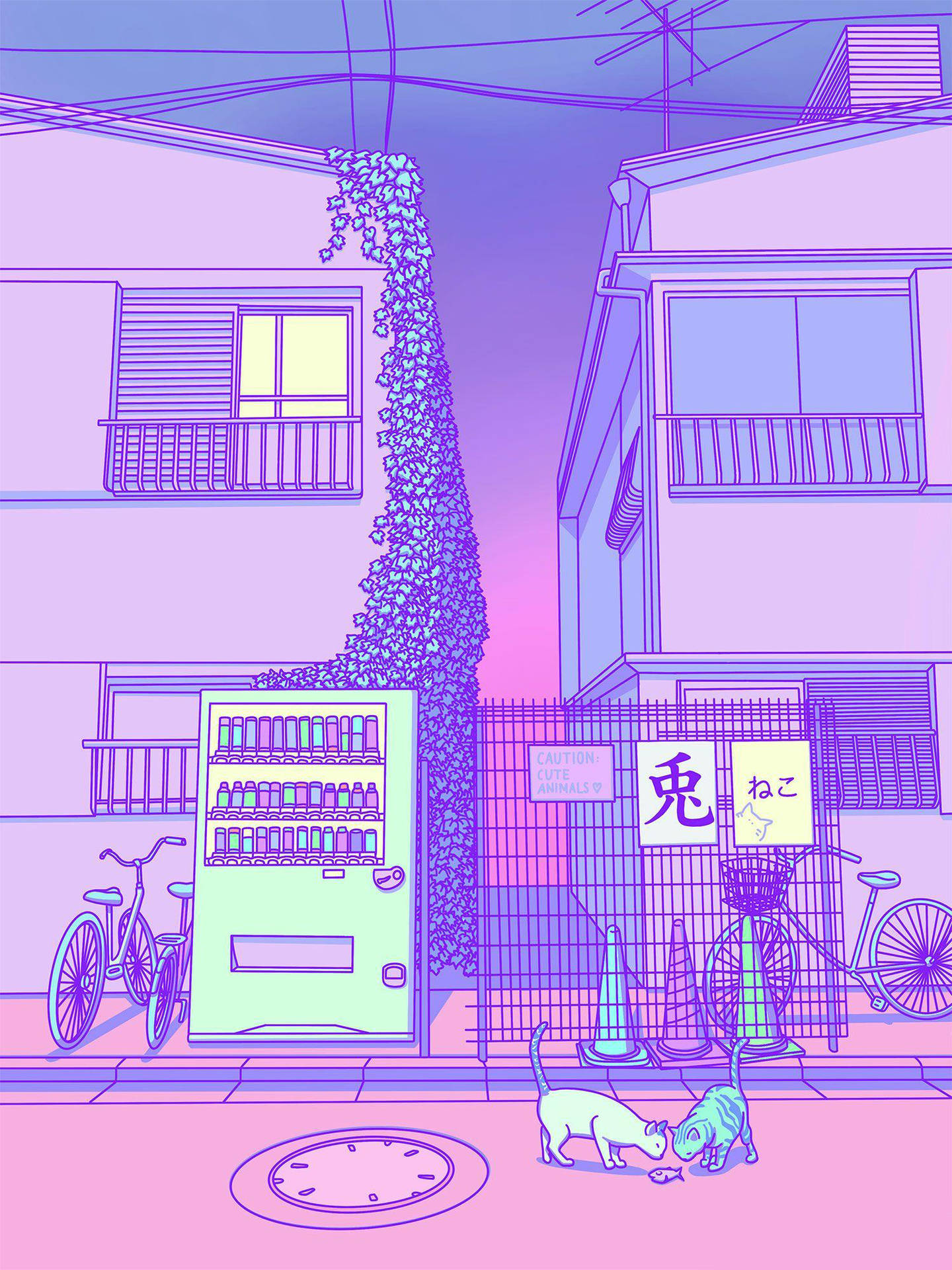 Purple Pastel Aesthetic Tokyo Street Background