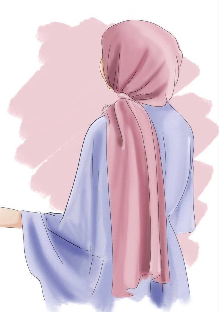 Purple Pink Hijab Woman