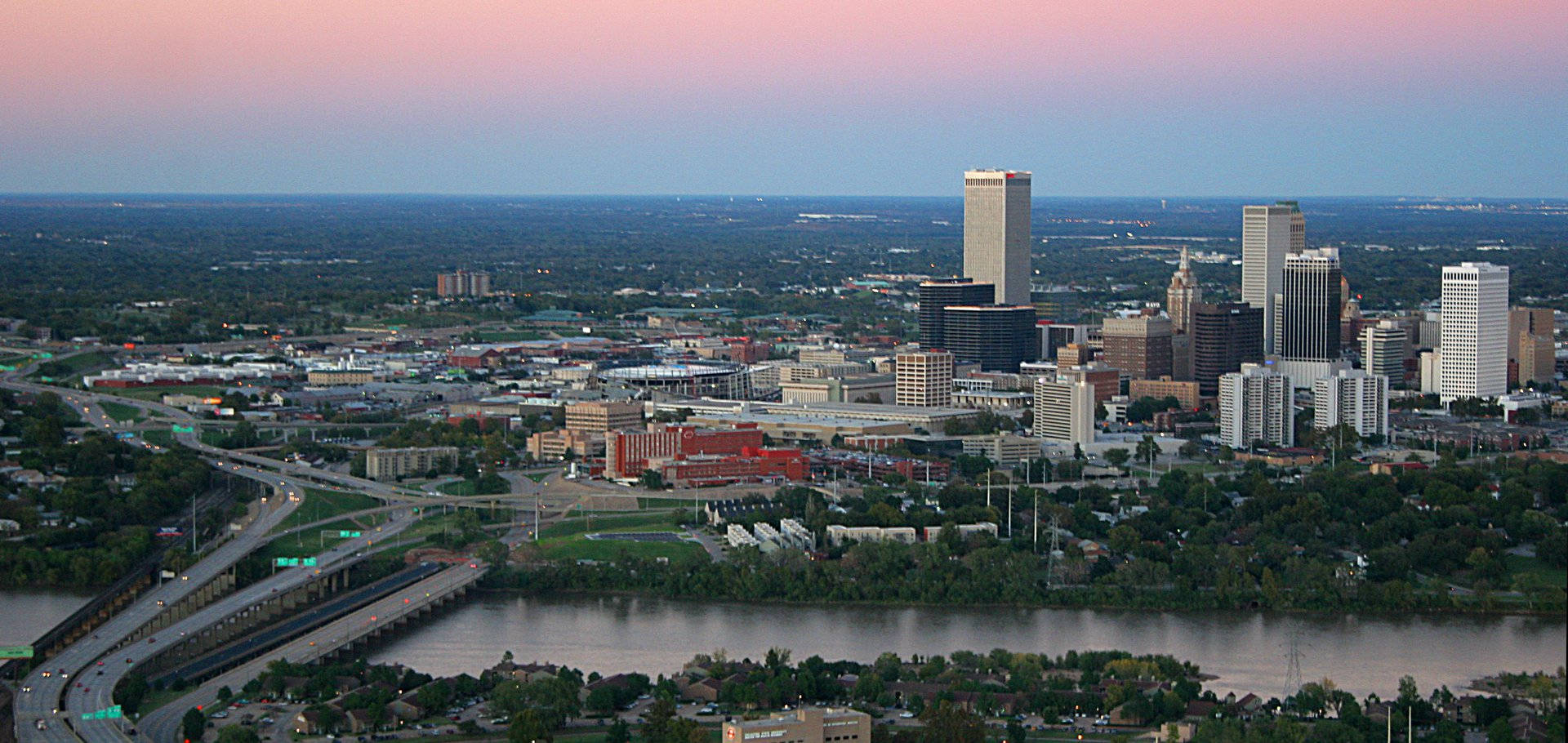 Purple Pink Oklahoma Cityscape Background
