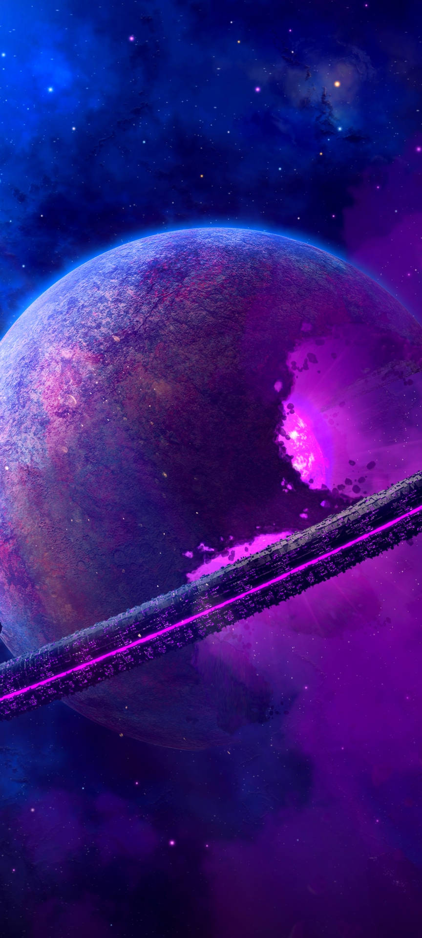 Purple Planet Explosion Space Phone Background