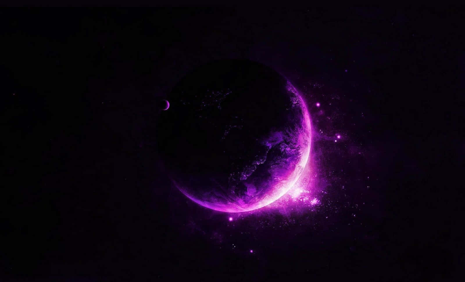 Purple Planet In Space With Stars And Planets Background