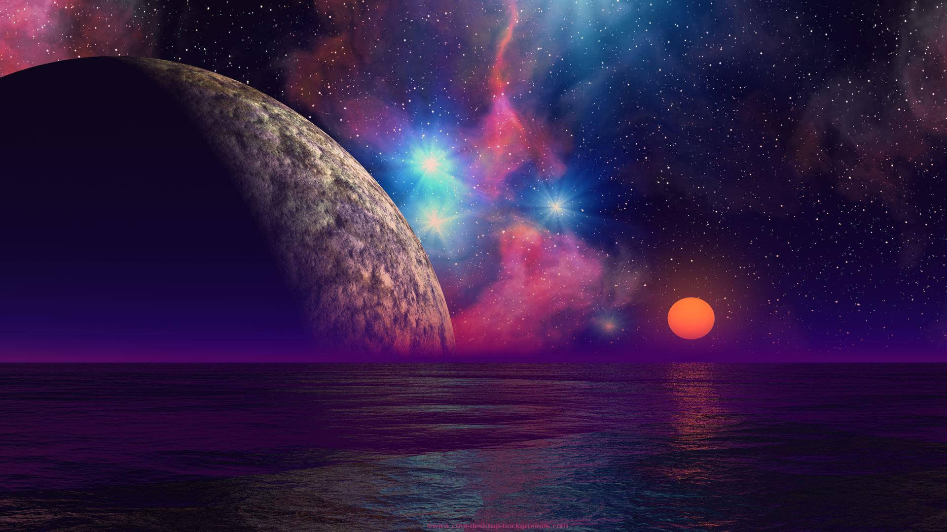 Purple Planet Ocean Sunset