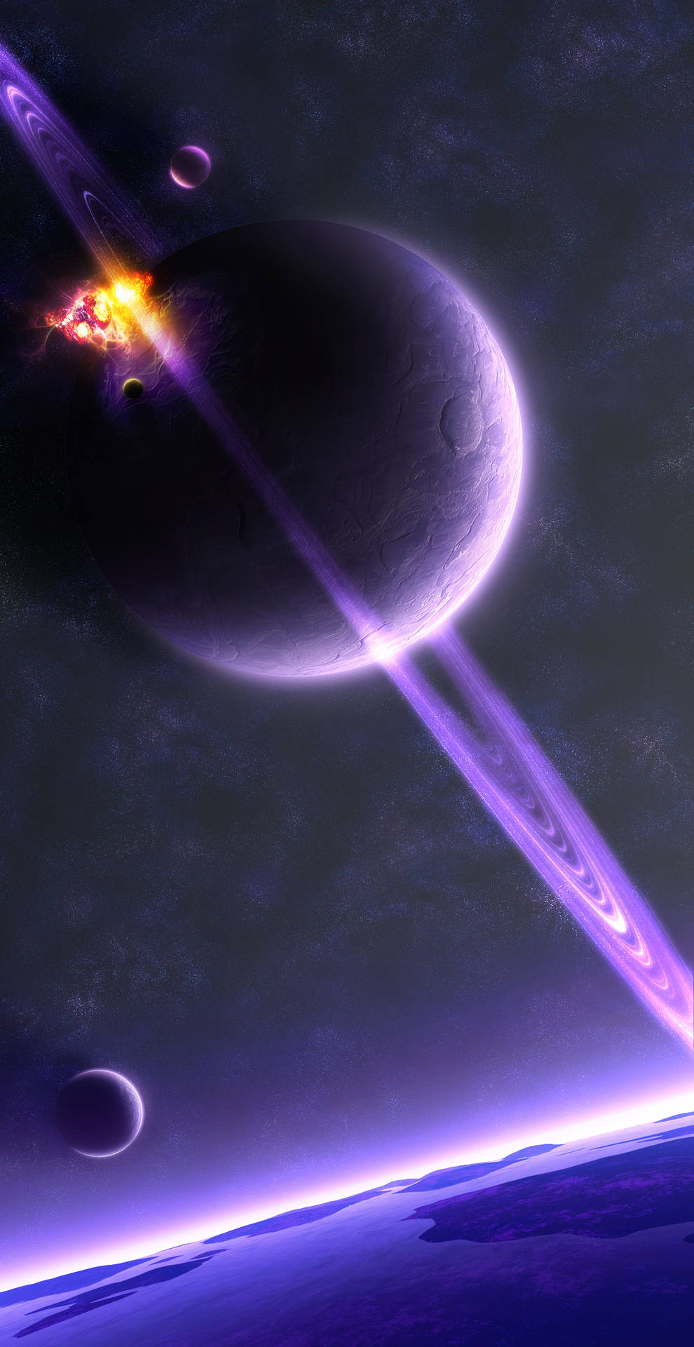 Purple Planet Saturn Background