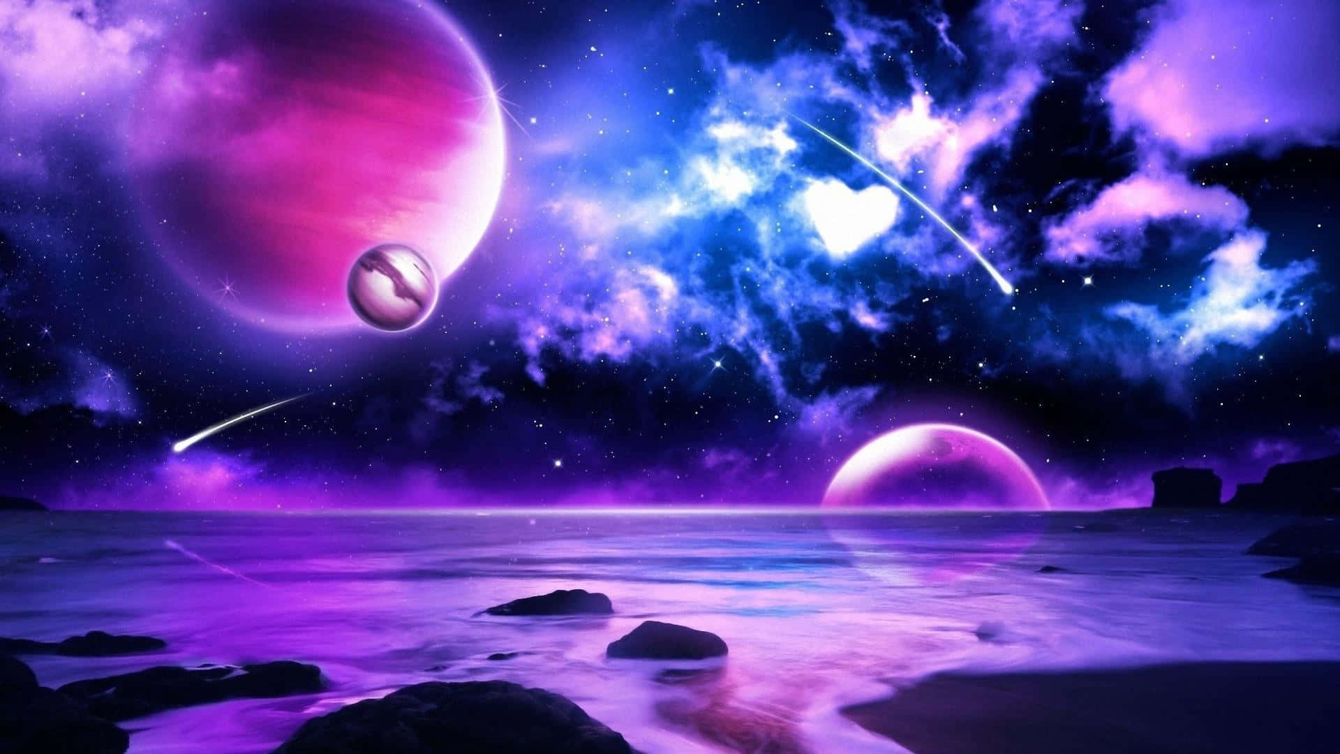 Purple Planetary Fantasy Landscape Background