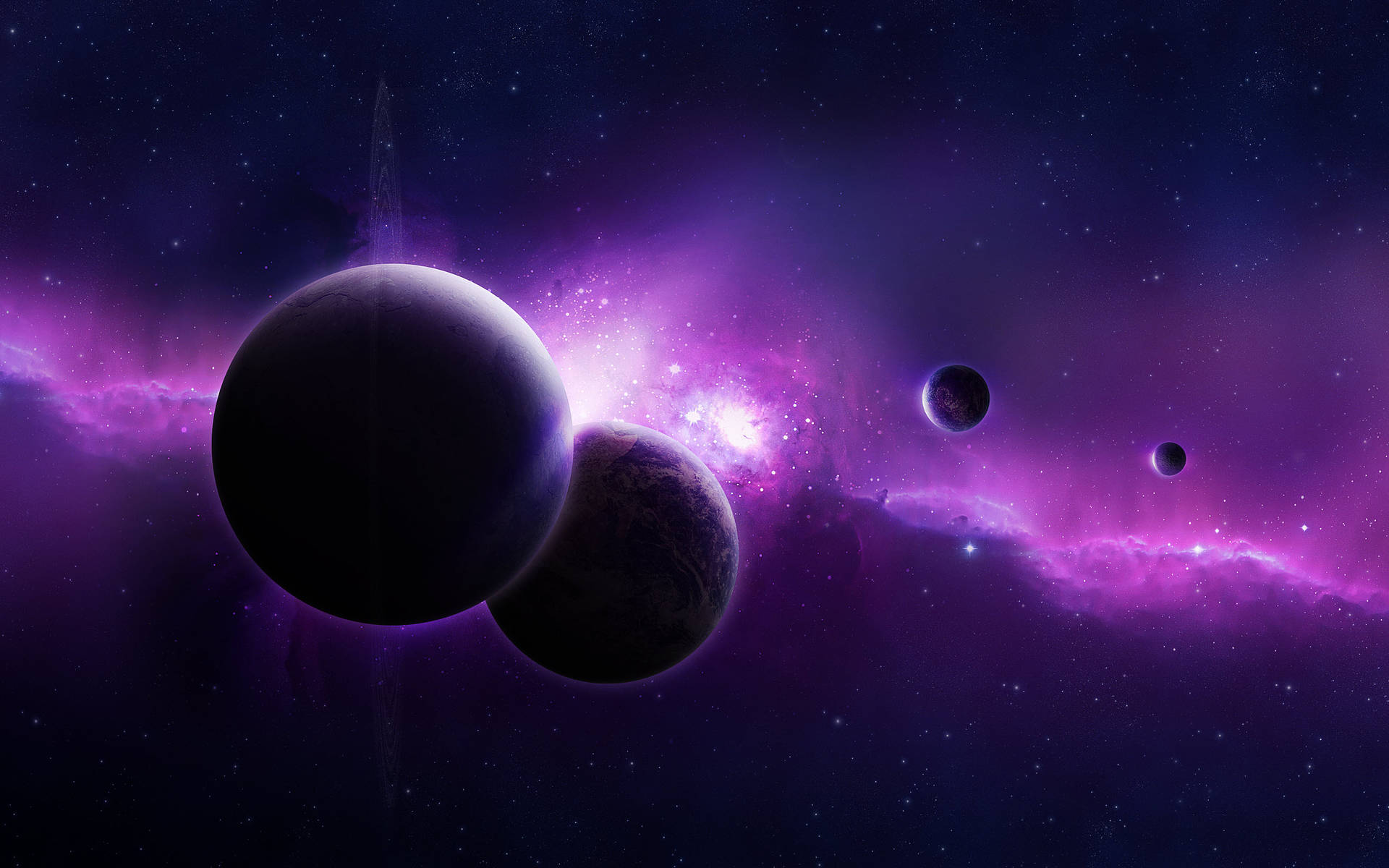 Purple Planets And Universe Background