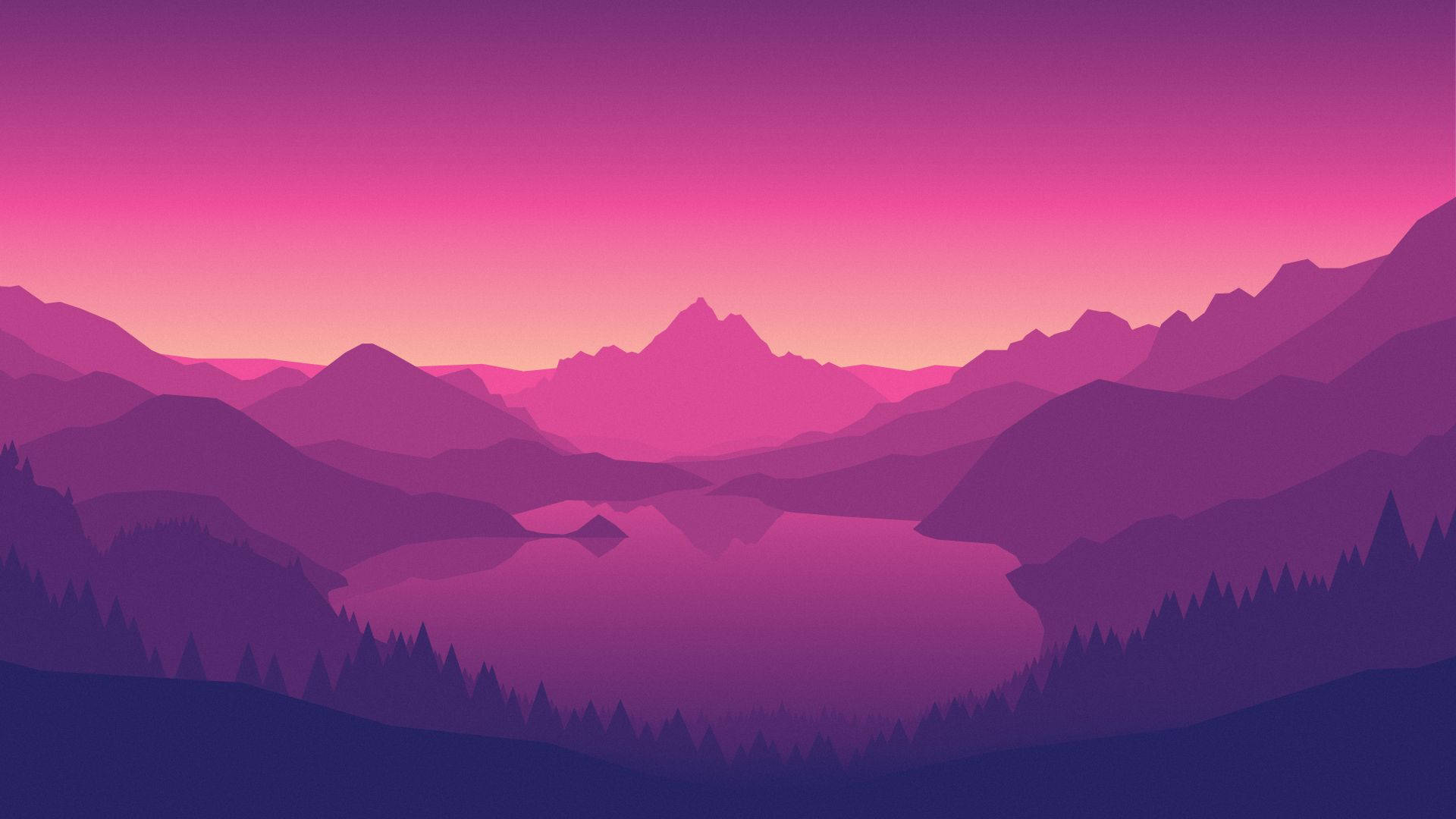 Purple Red Mountain And Sky Background