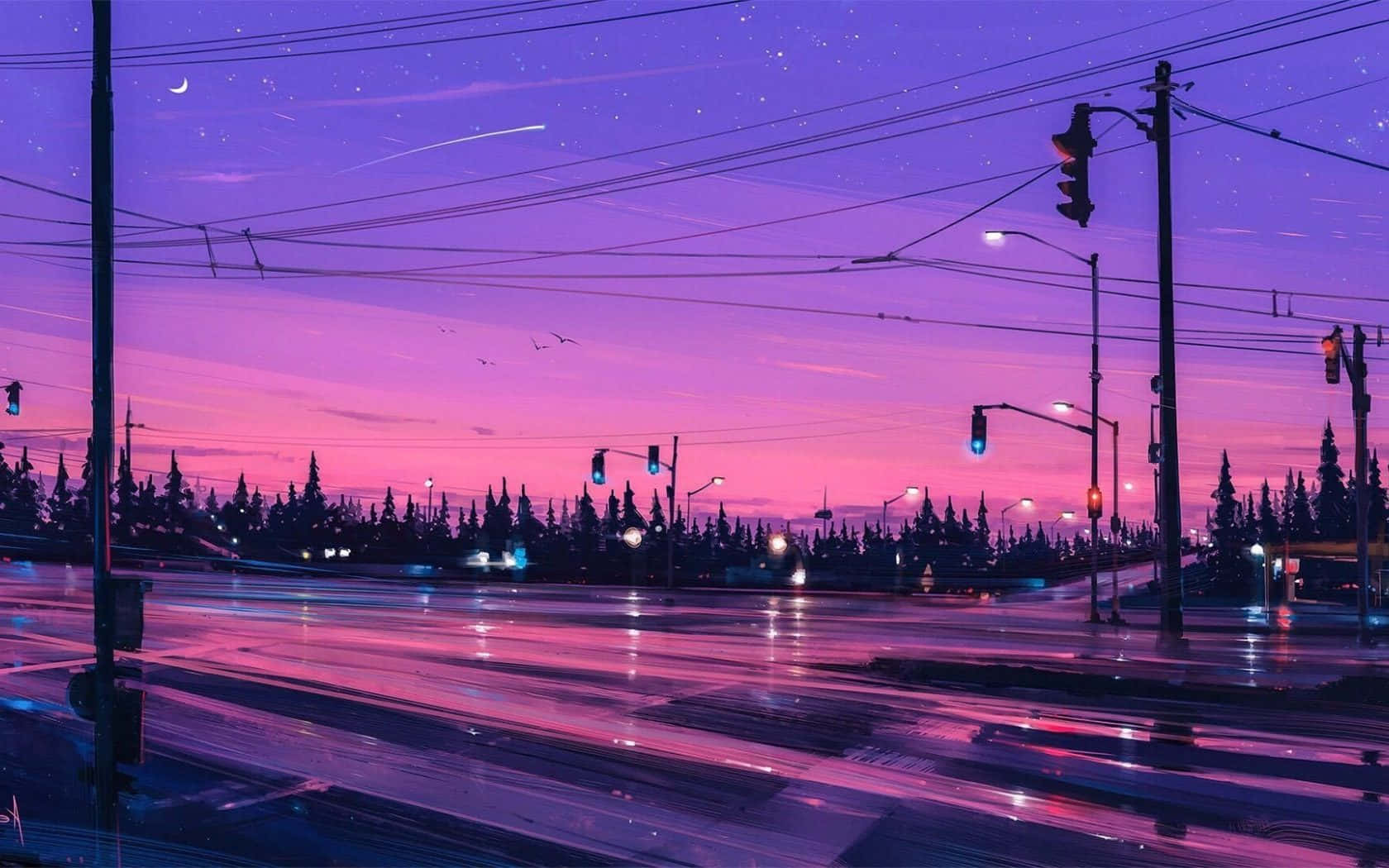 Purple Road Aesthetics Computer Background