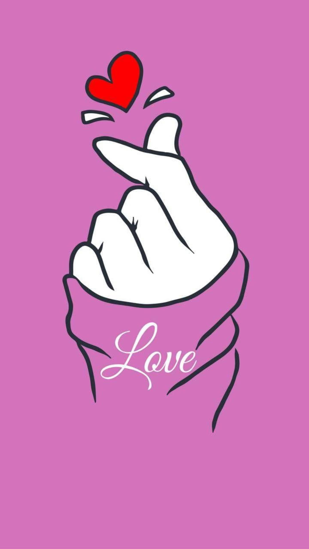 Purple Saranghae Finger Heart Background