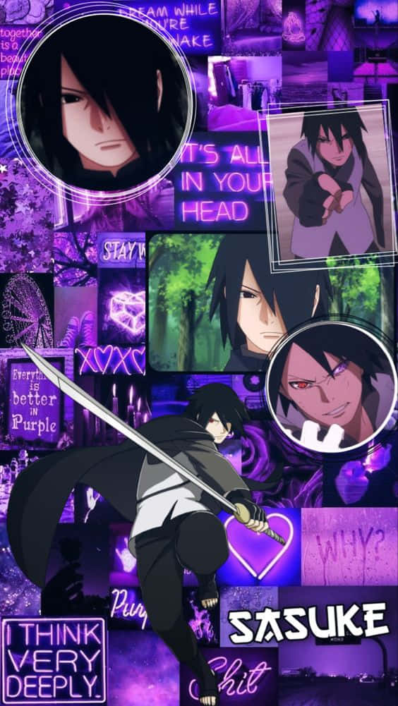 Purple Sasuke Displaying His Mighty Strength Background