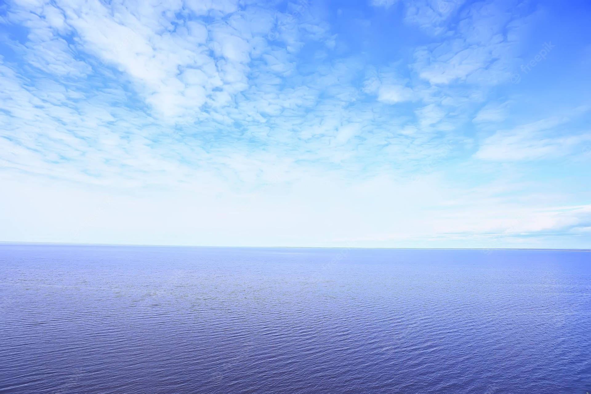 Purple Sea And Blue Sky Horizon Background