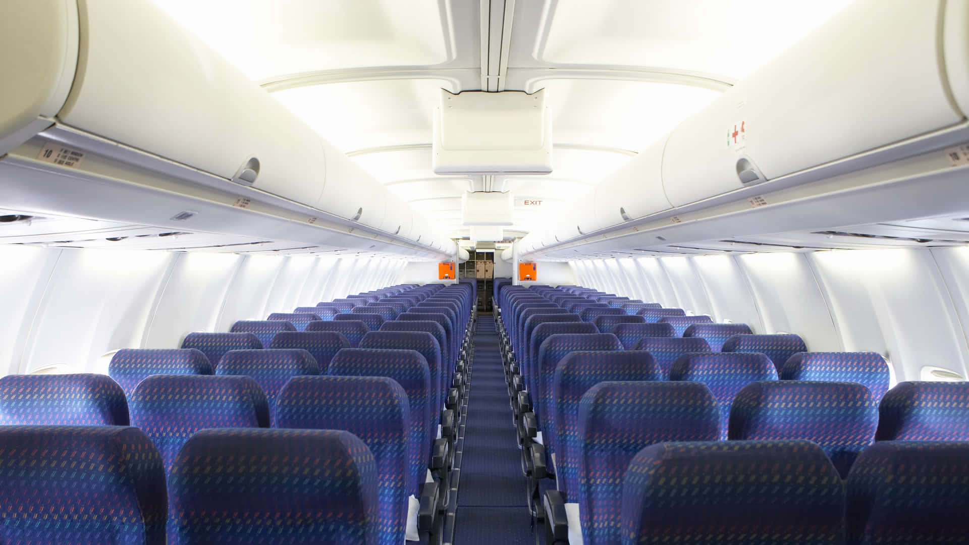 Purple Seat Row Inside Airplane