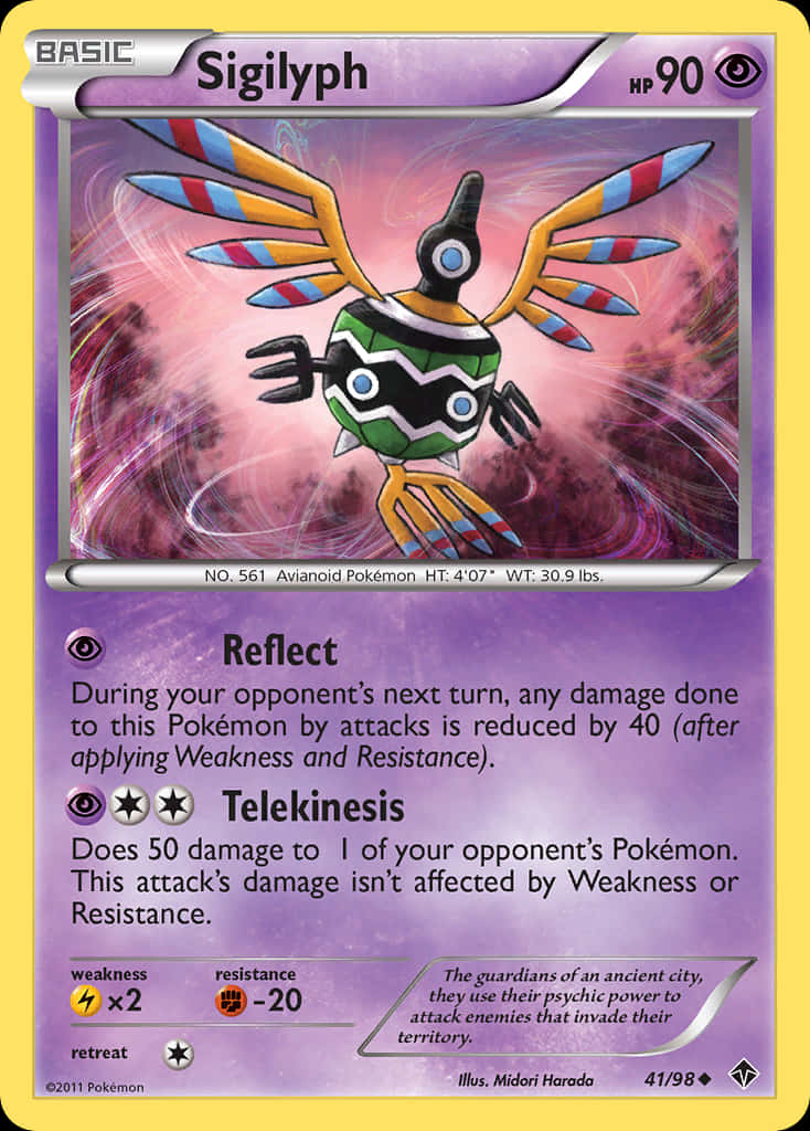 Purple Sigilyph Card With Yellow Border Background