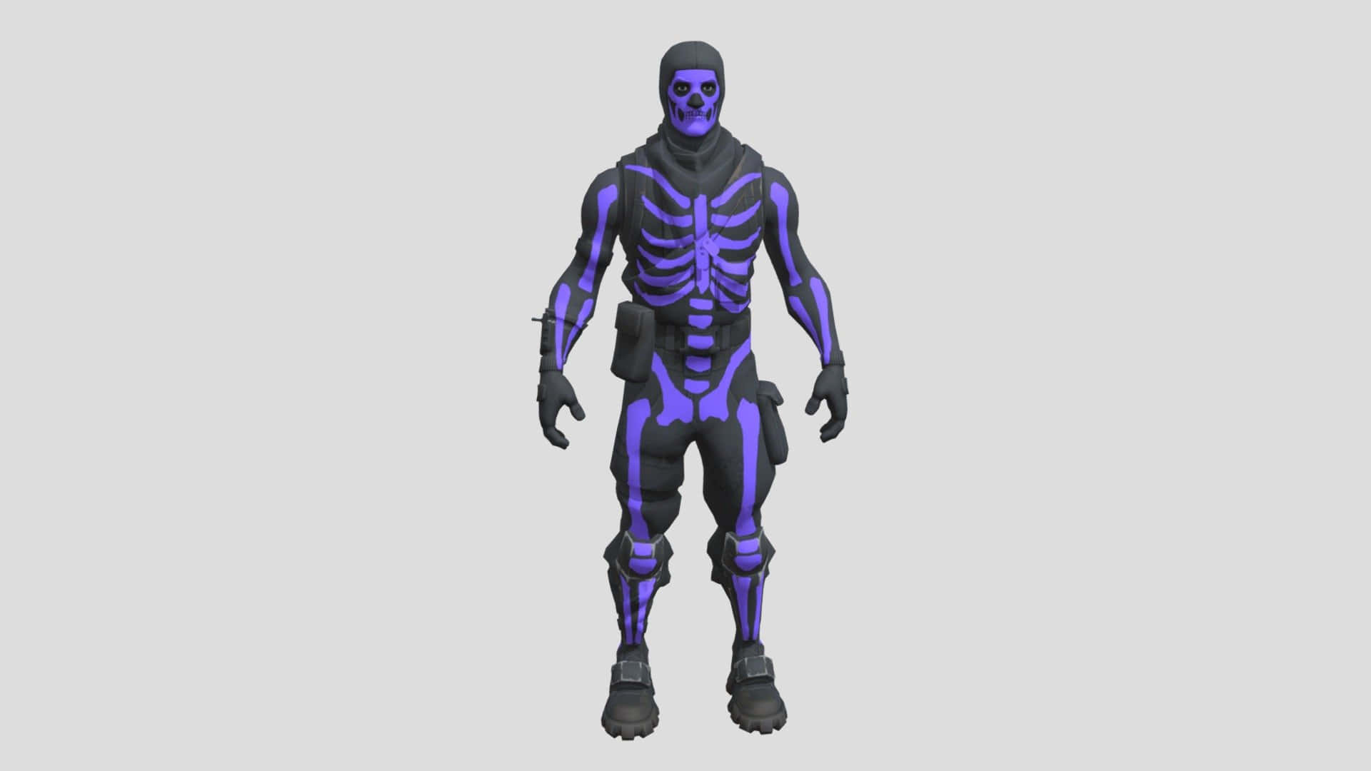 Purple Skull Trooper Looks On Bravely Background