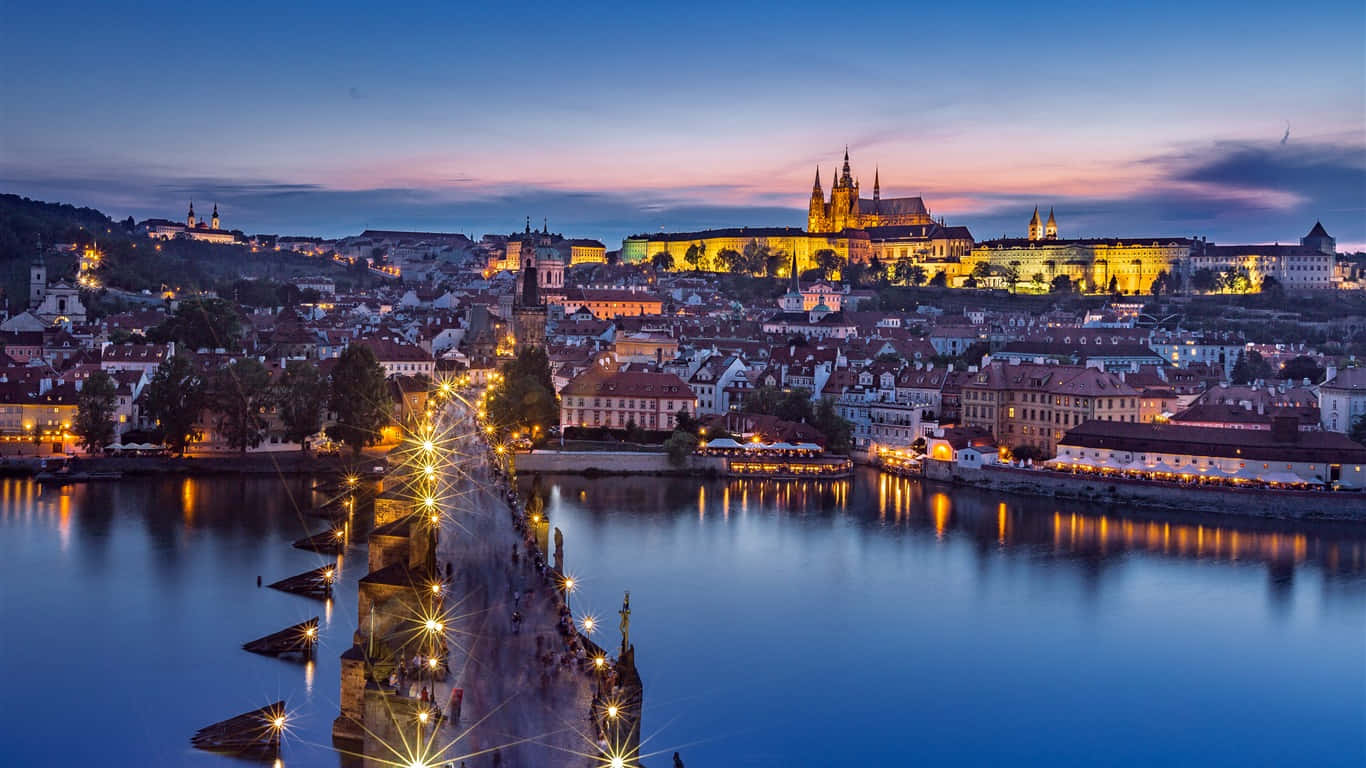 Purple Sky At Prague Castle