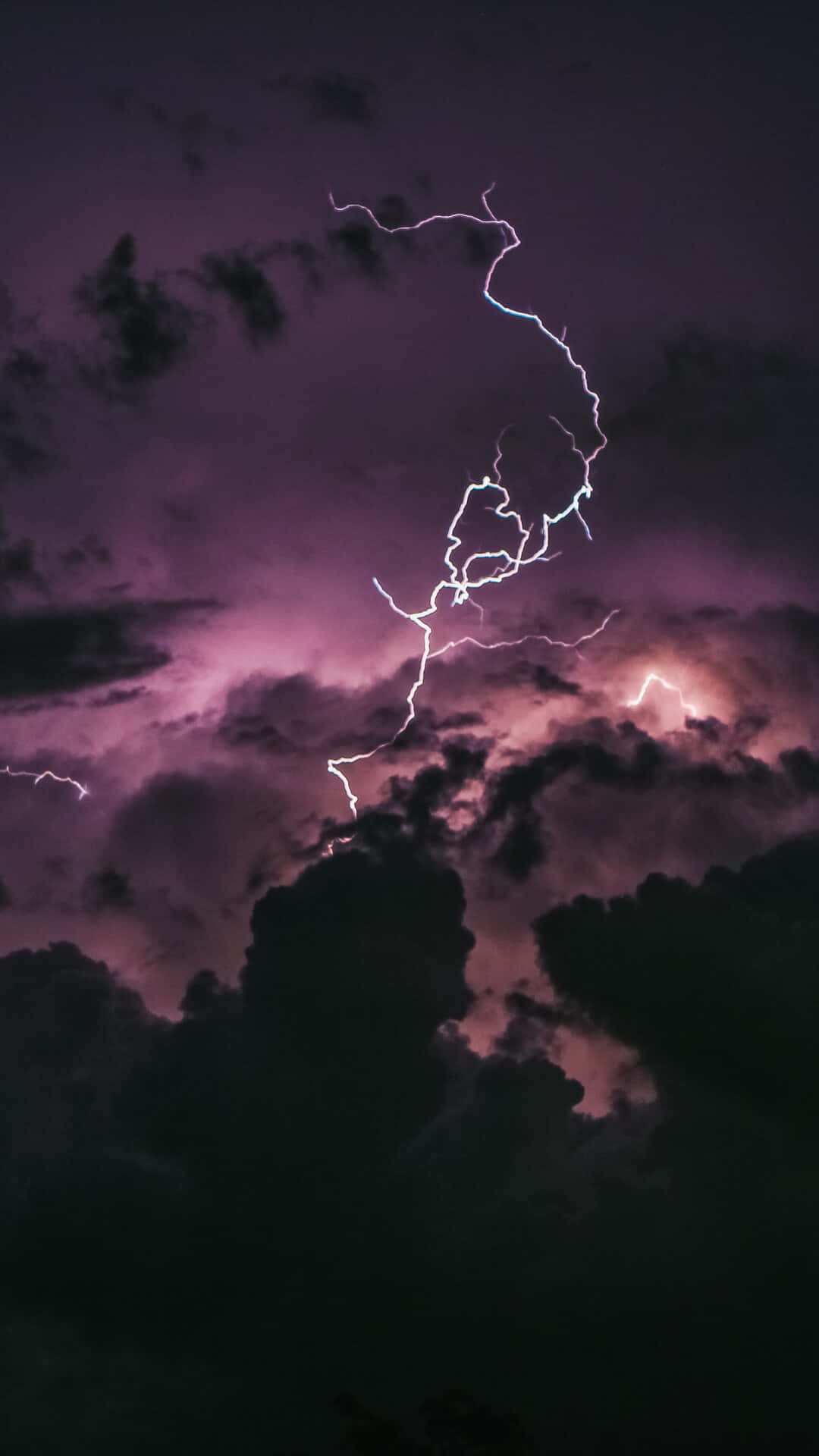 Purple Sky Lightning Strike Background
