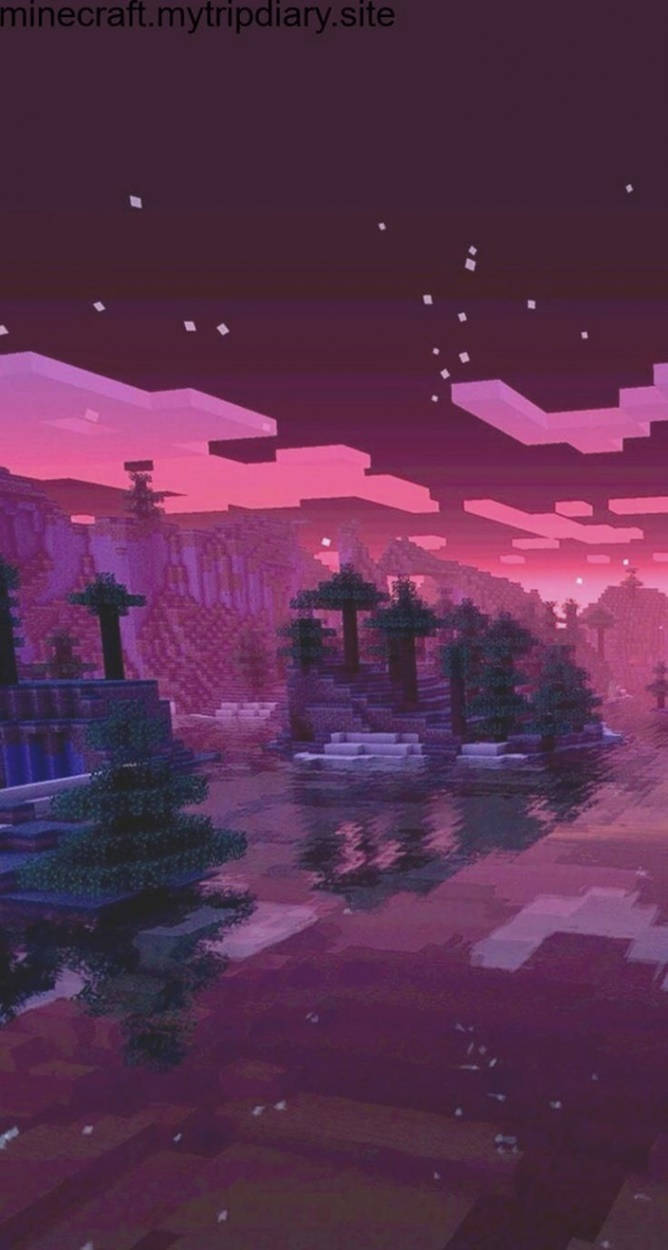 Purple Sky Minecraft Iphone Background