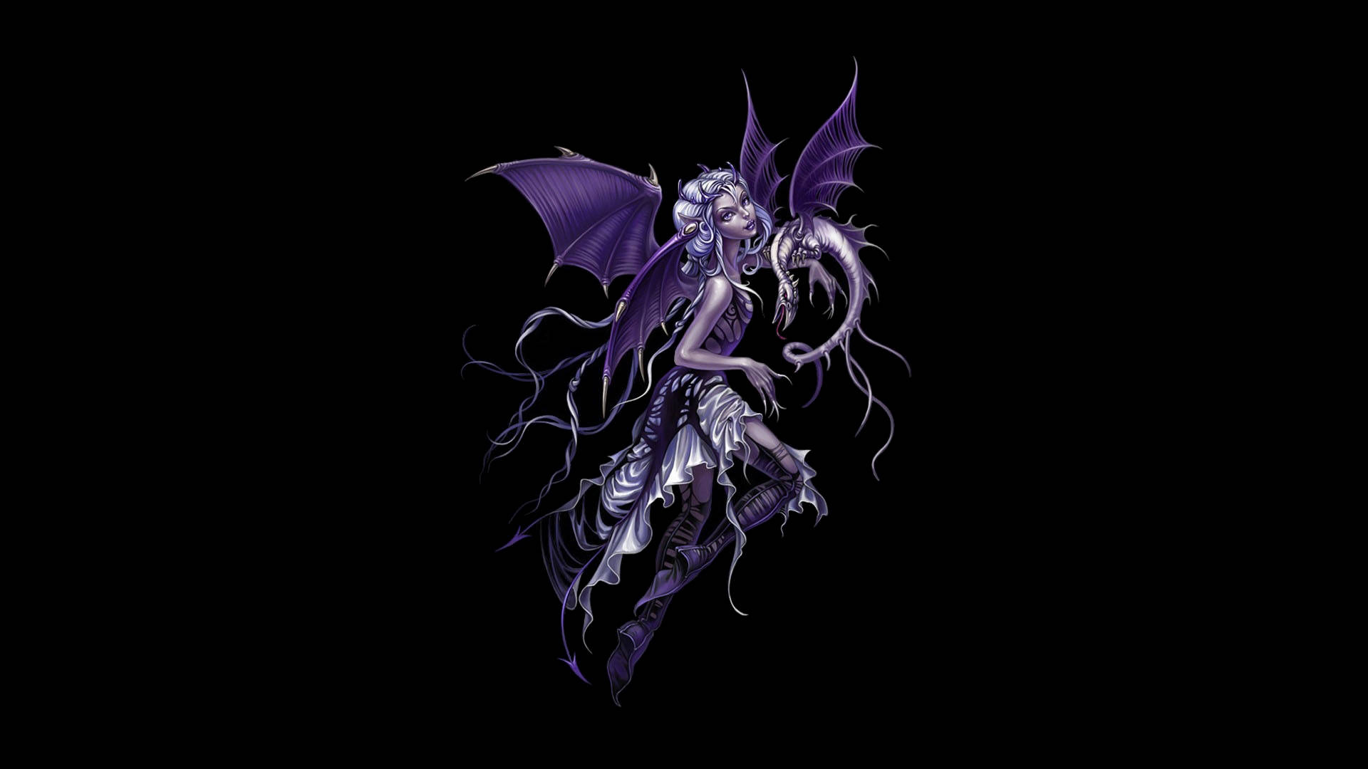 Purple Succubus With Baby Dragon Background