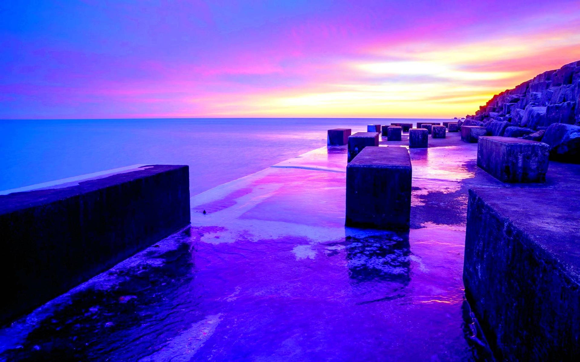 Purple Sunset Blocks Background