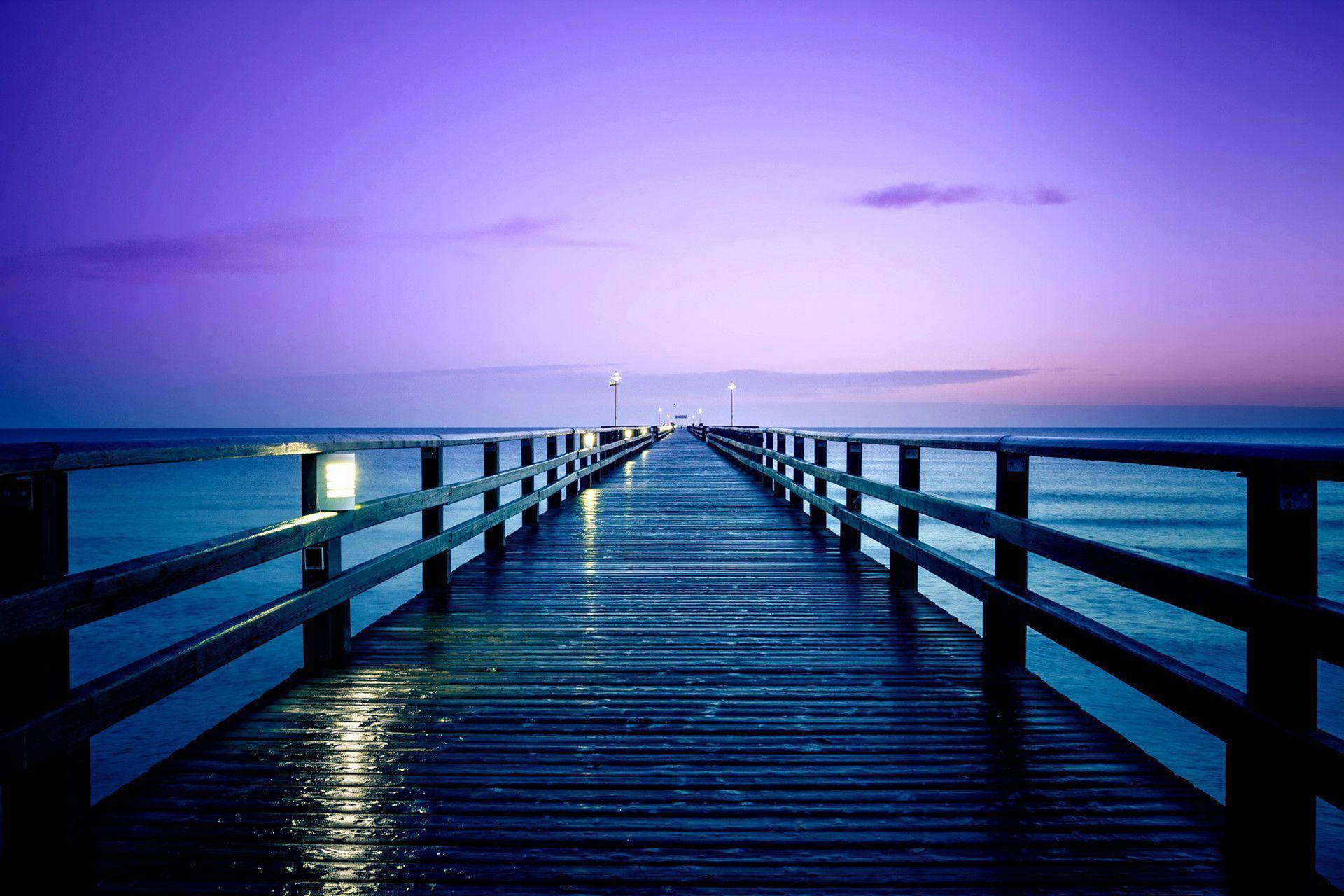 Purple Sunset Ocean View Background