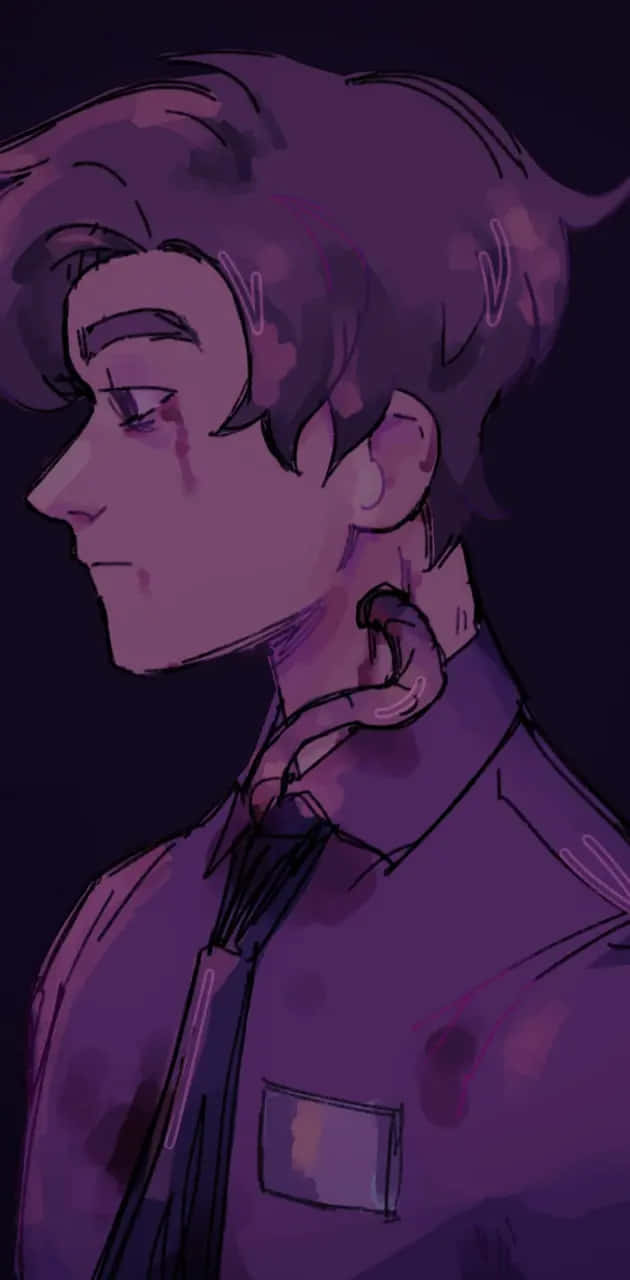 Purple Toned Profile Artworkof Michael Afton Background