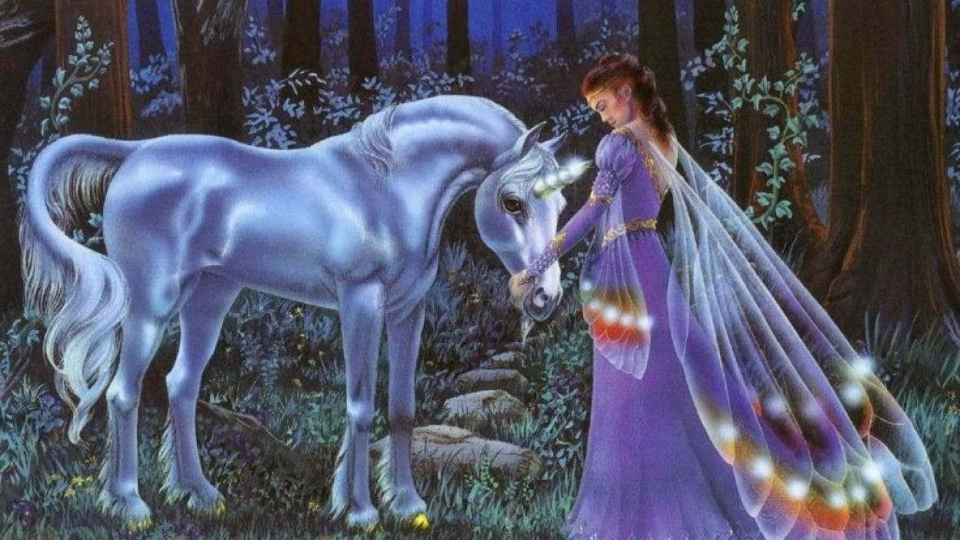 Purple Unicorn And Fairy