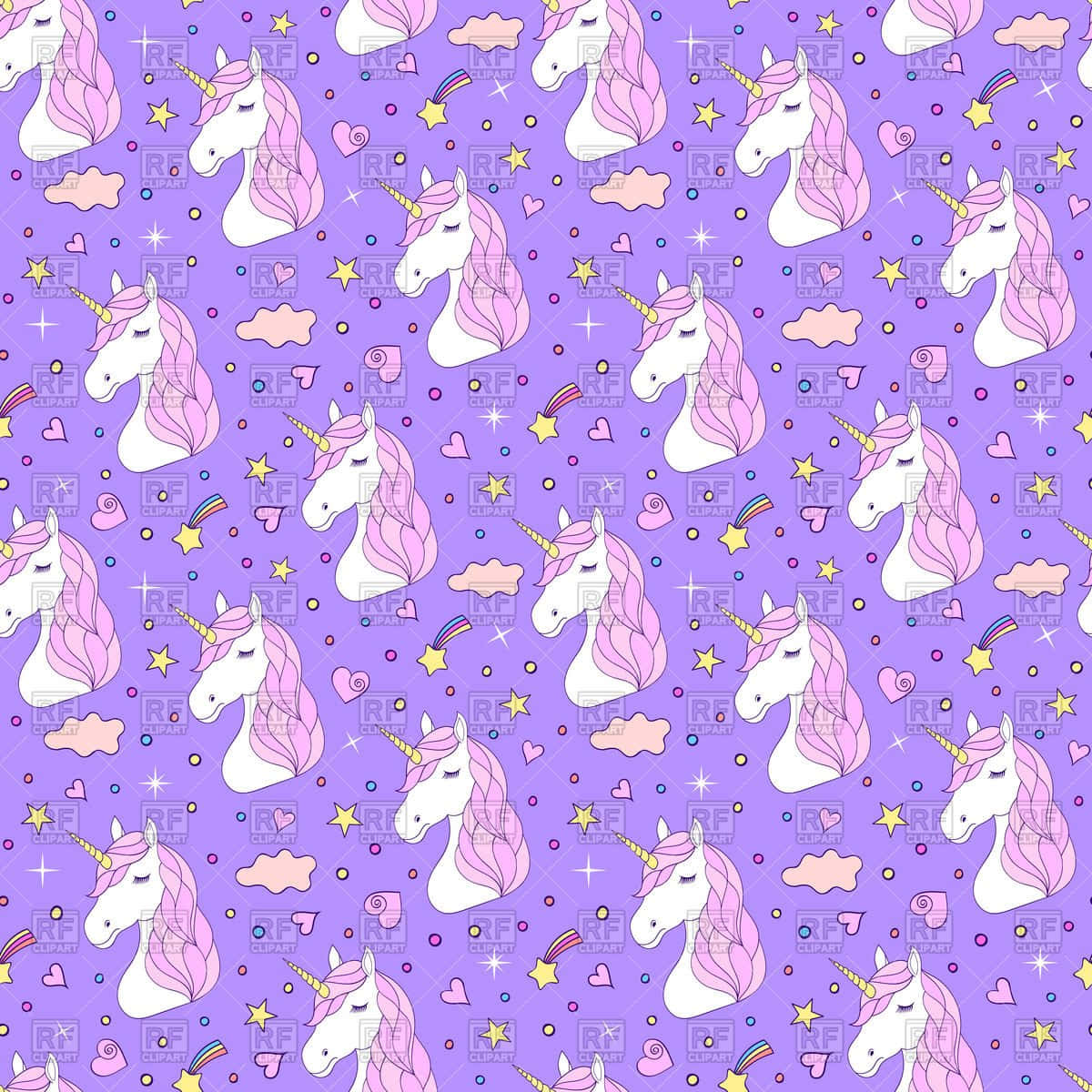Purple Unicorn Cute Pattern Background