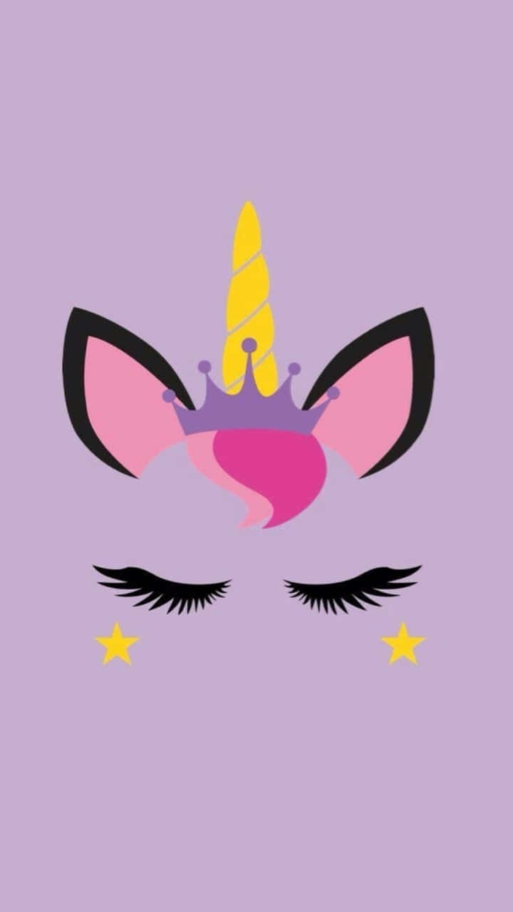Purple Unicorn Face With Crown Background