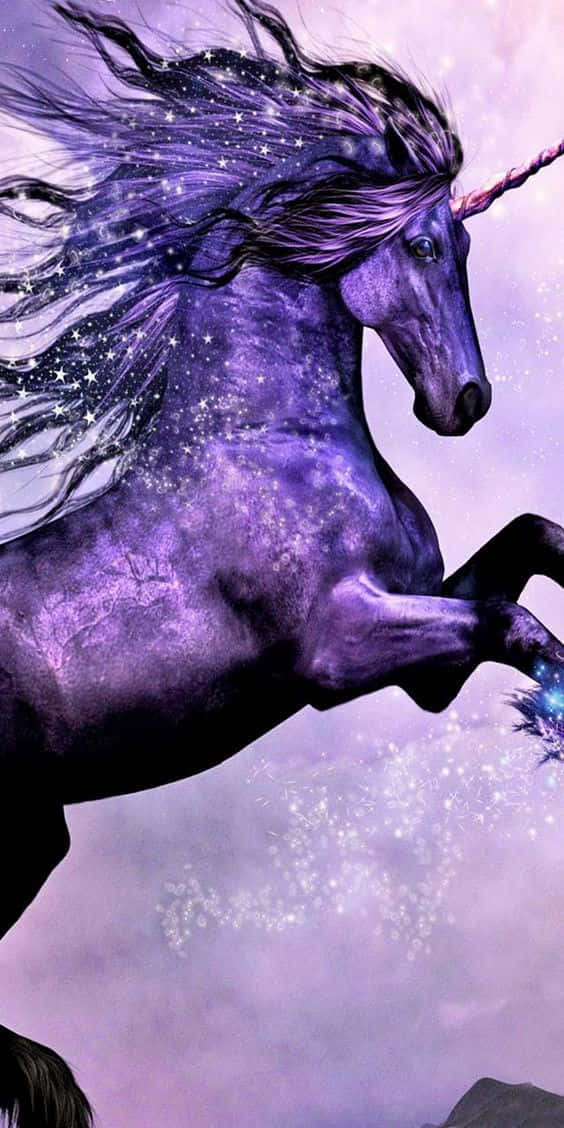 Purple Unicorn Flying Background