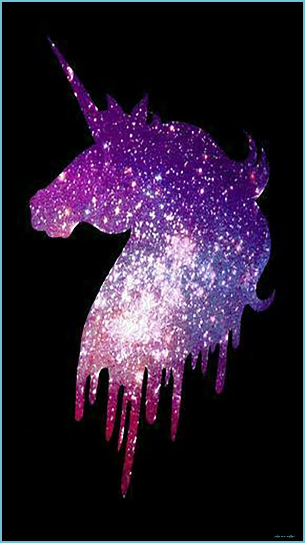 Purple Unicorn Glittery Head Silhouette