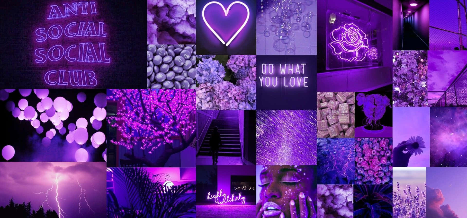 Purple Wall Collage Aesthetics Computer Background