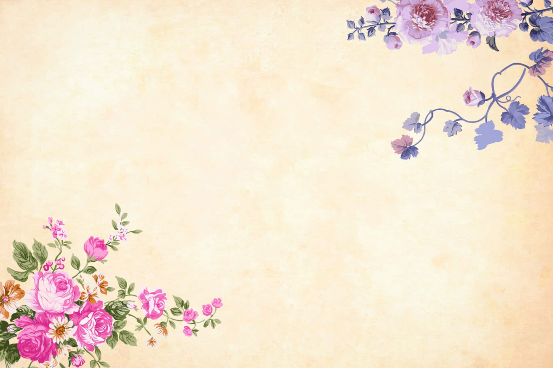 Purple Watercolor Floral Vines Background