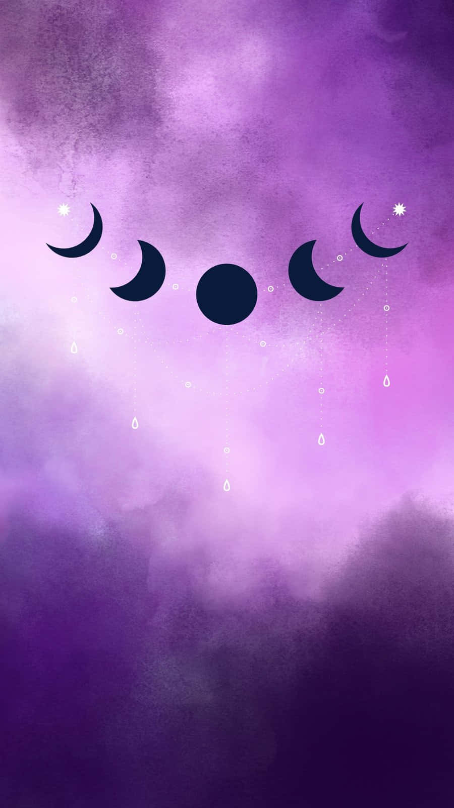 Purple Watercolor Moon Phases Background