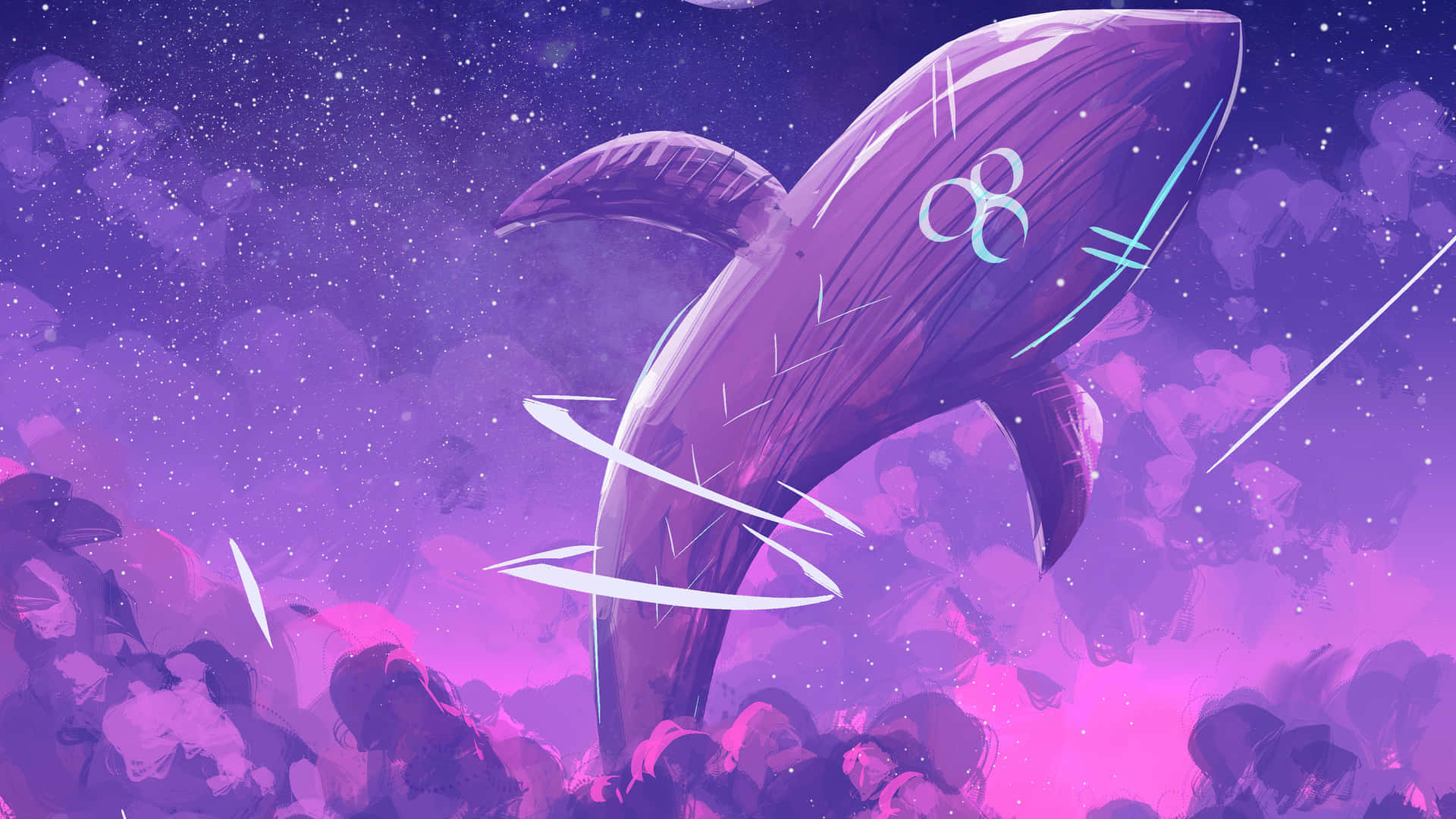 Purple Whale Away Desktop Background