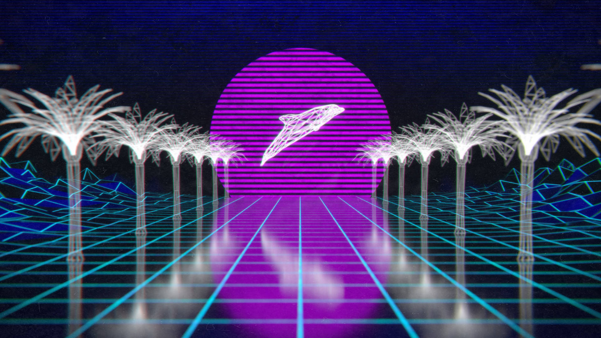 Purple Whale Vaporwave Desktop Background