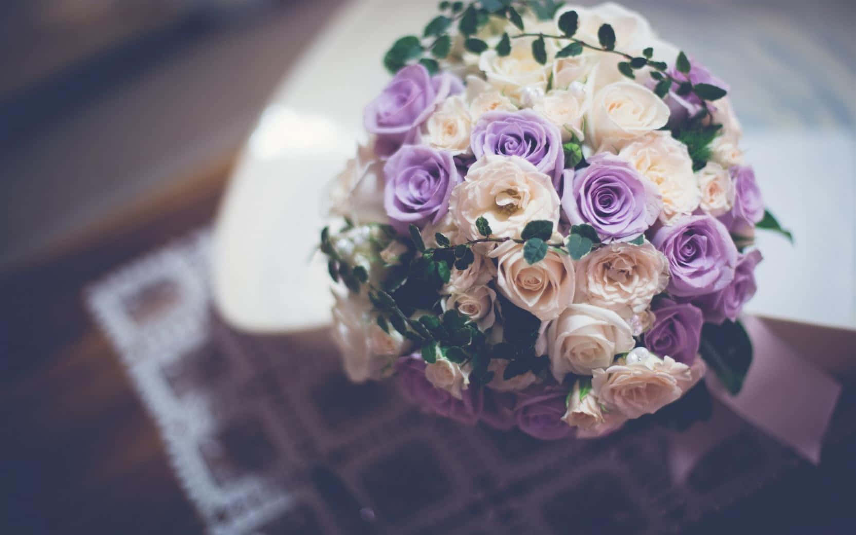 Purple & White Rose Bouquet Background