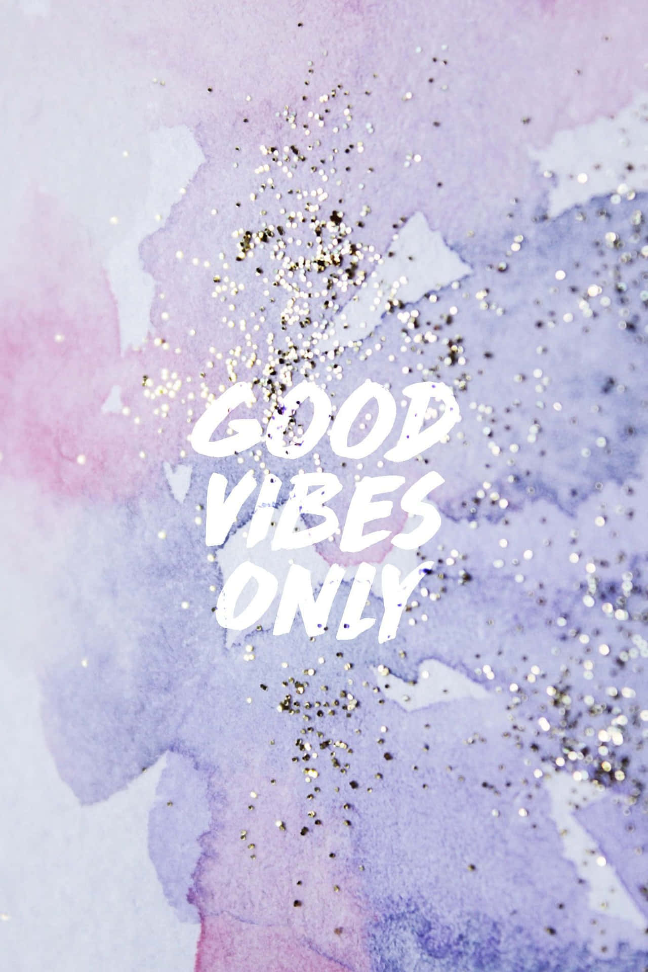 Purple With Silver Glitter Good Vibes Iphone Background