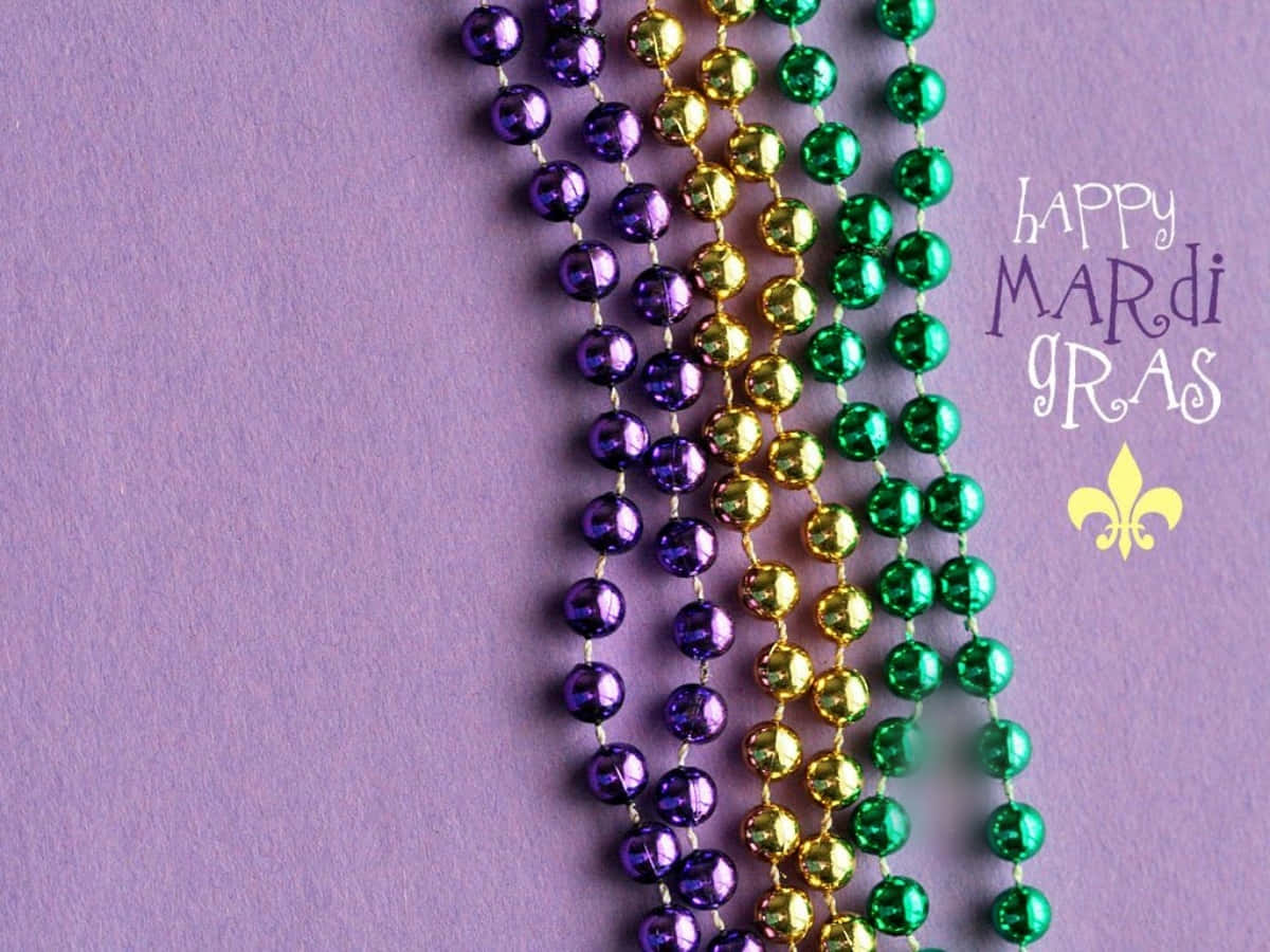 Purple Yellow And Green Mardi Gras Jewelry Background