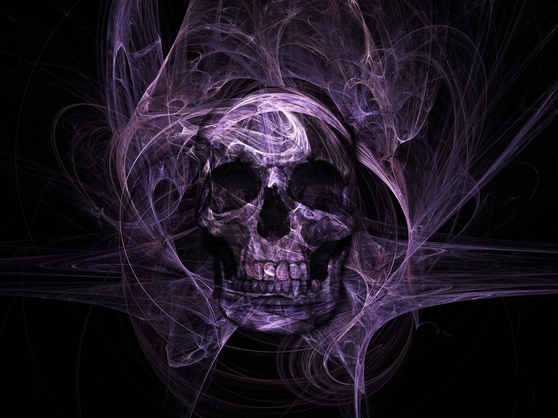 Purplish Colorful Skull On Black Background Background