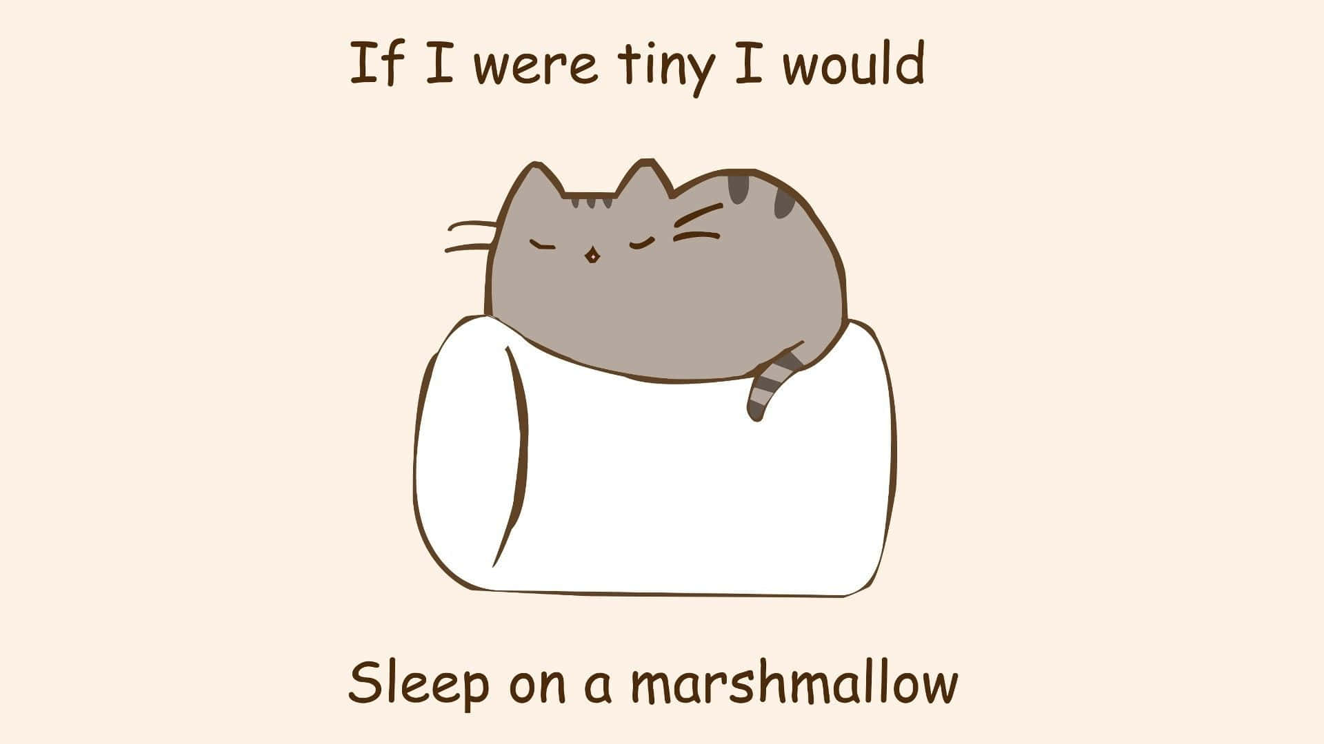 Pusheen Kawaii With A Marshmallow Background