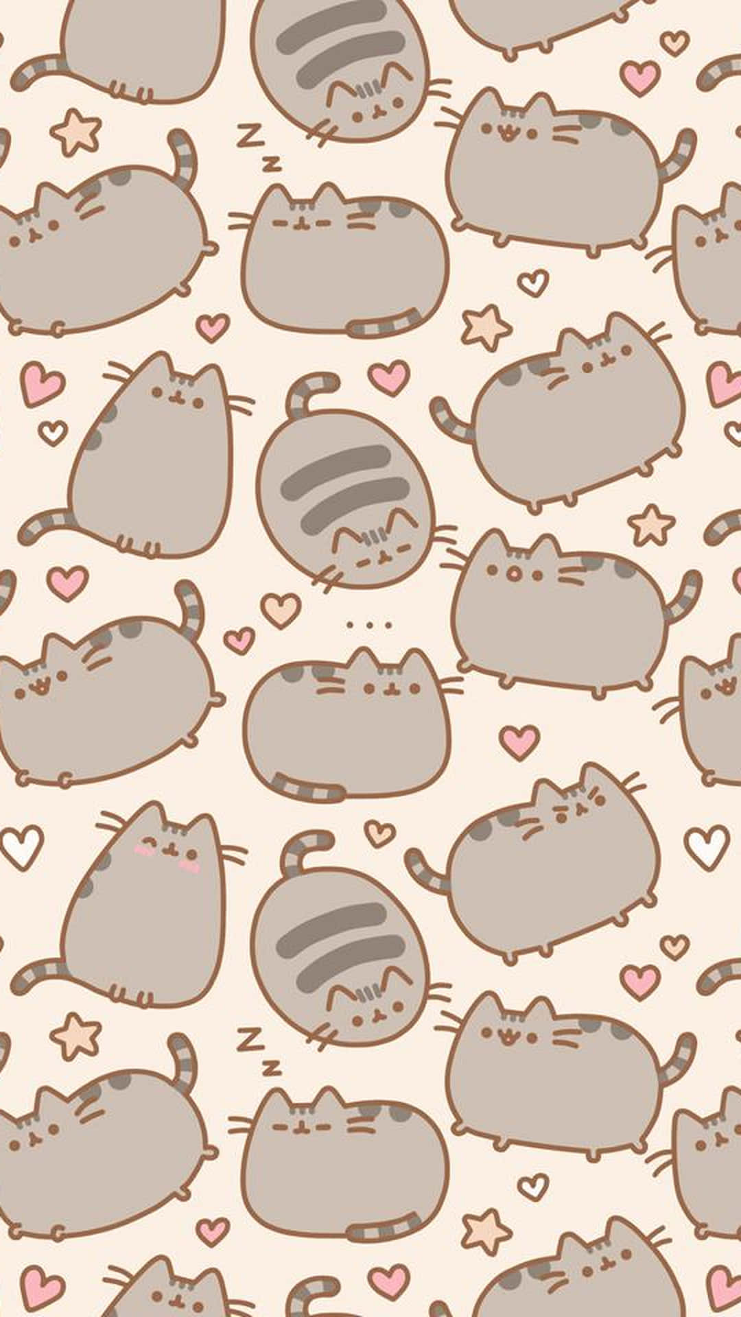 Pusheen Kawaii With Various Expressions Background