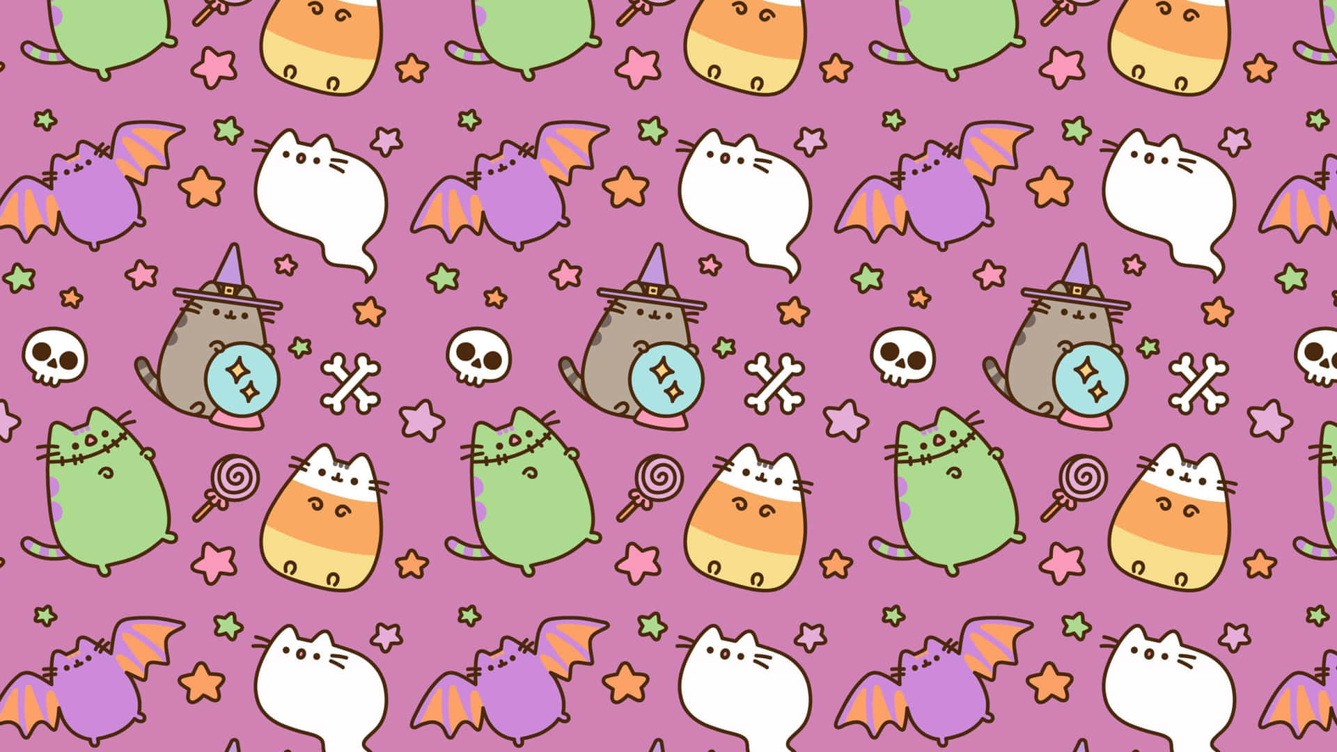 Pusheen The Cat Surfing The Web On The Pc Background