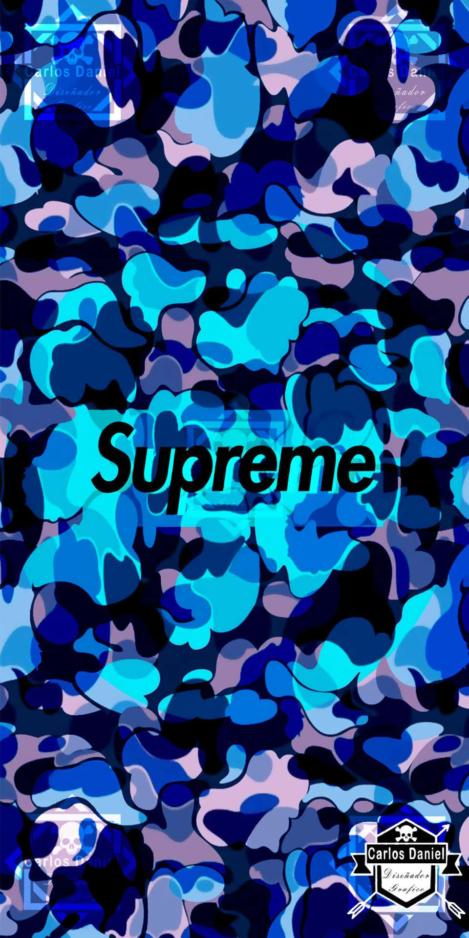 Put On Some Blue Bape Camo Background