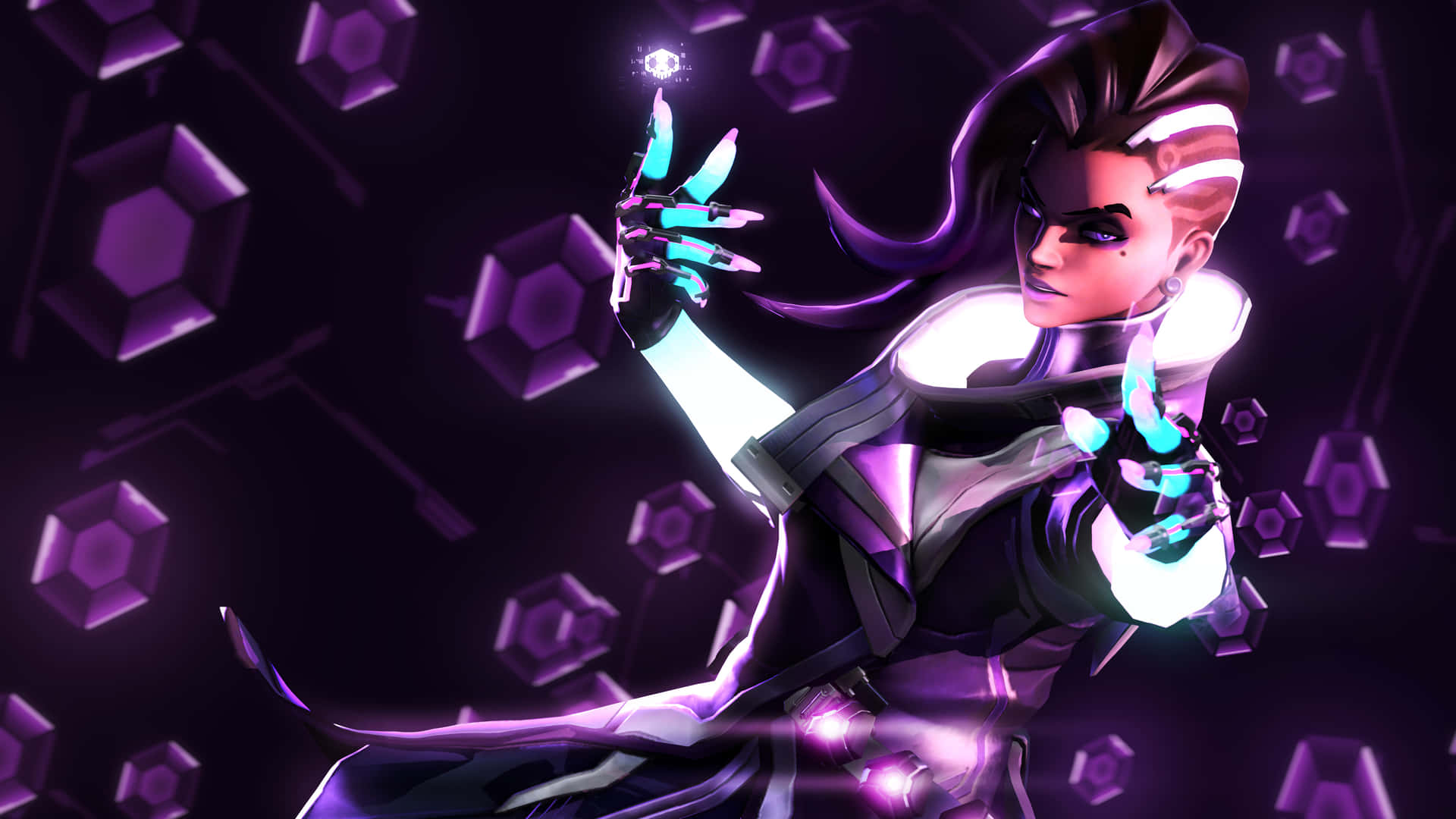 Put Your Strategies And Tactics To The Test With Sombra From Overwatch Background