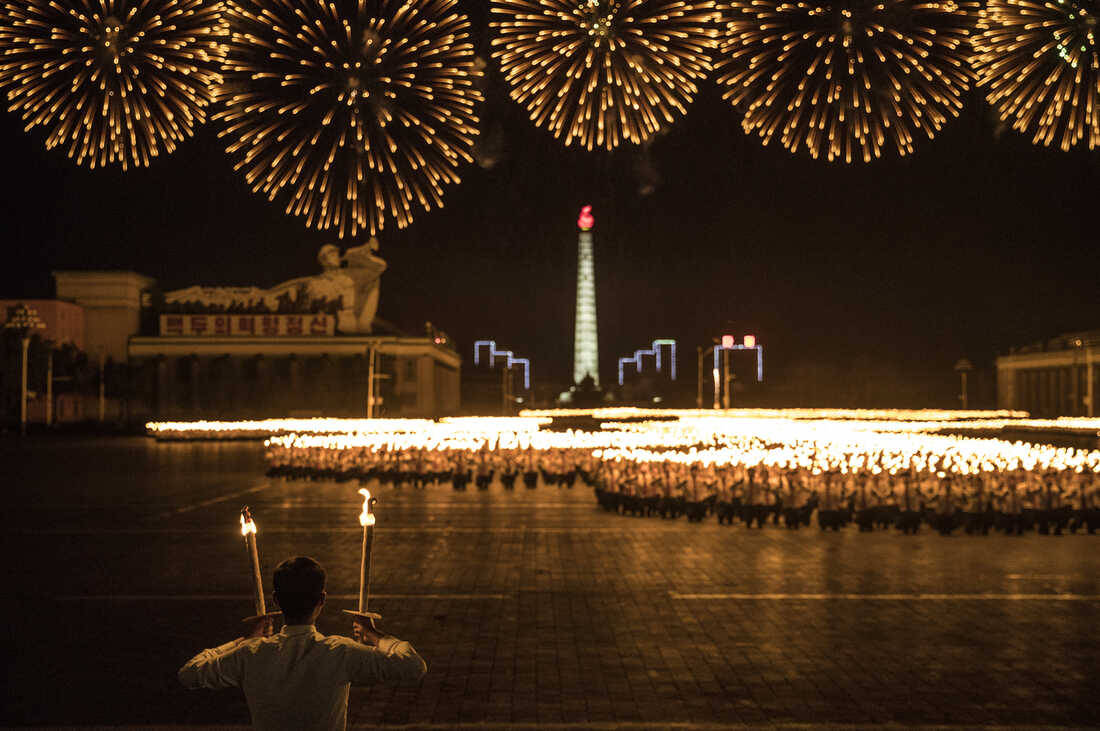 Pyongyang Parade With Fireworks