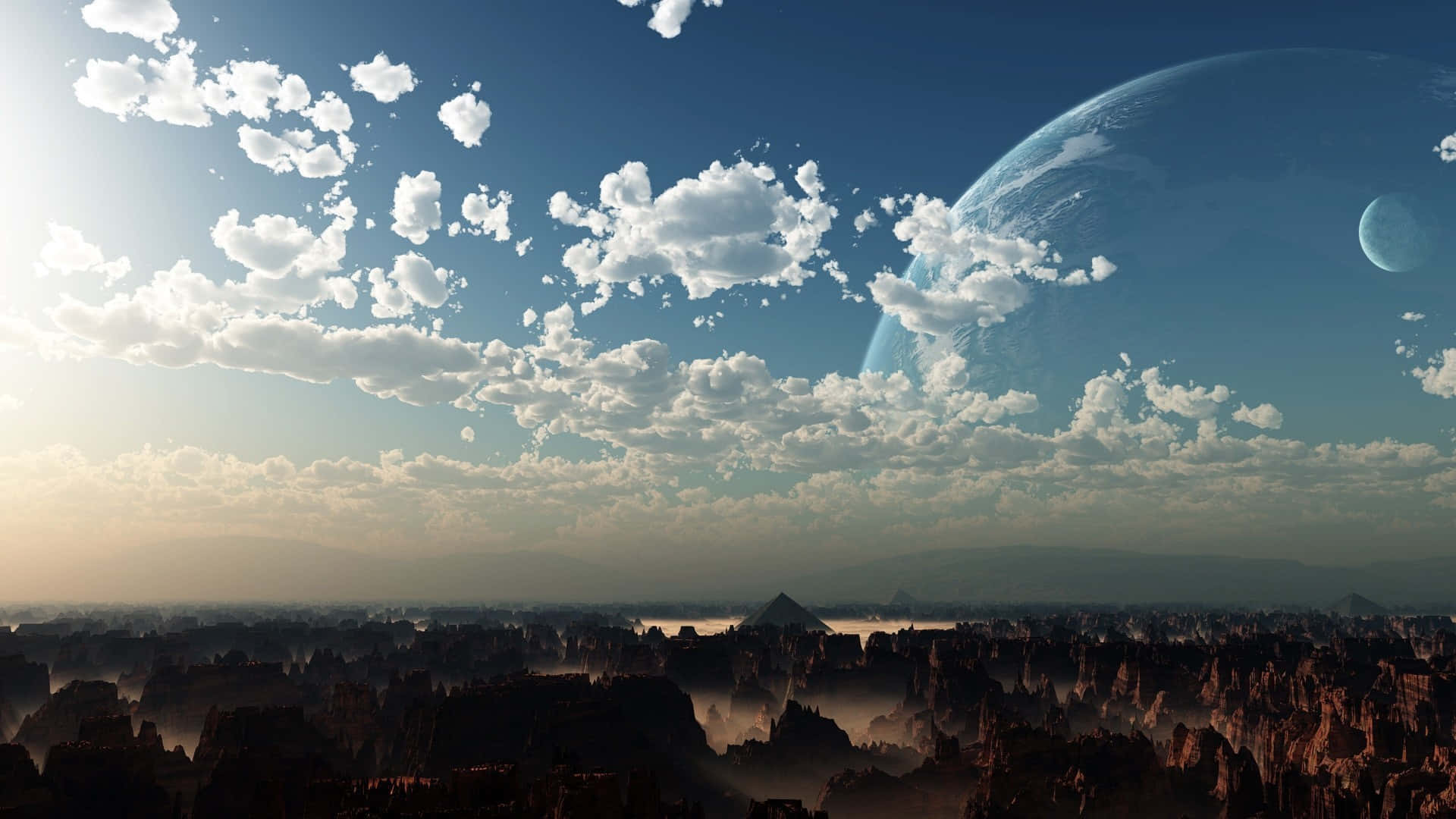 Pyramid Of The Moon Cloudy Sky Background