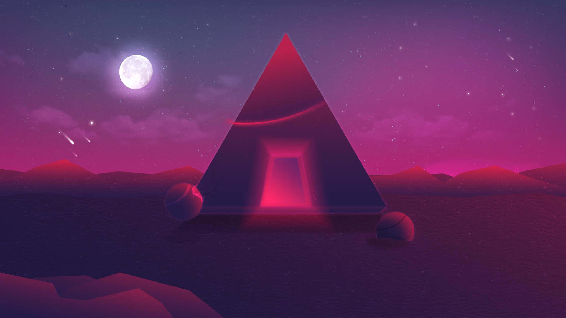 Pyramid Of The Moon Fantasy Purple Background