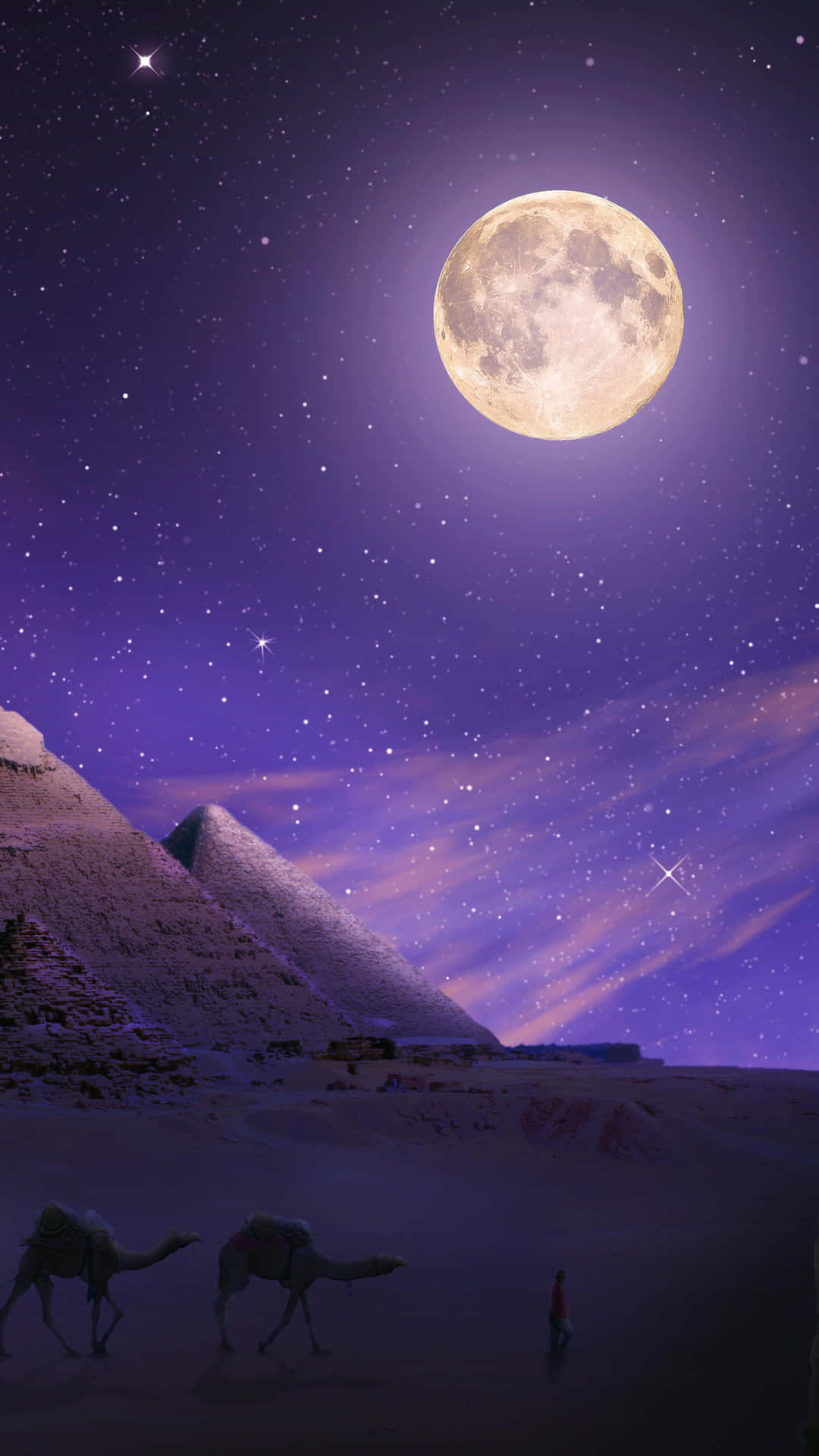 Pyramid Of The Moon Purple Sky Background