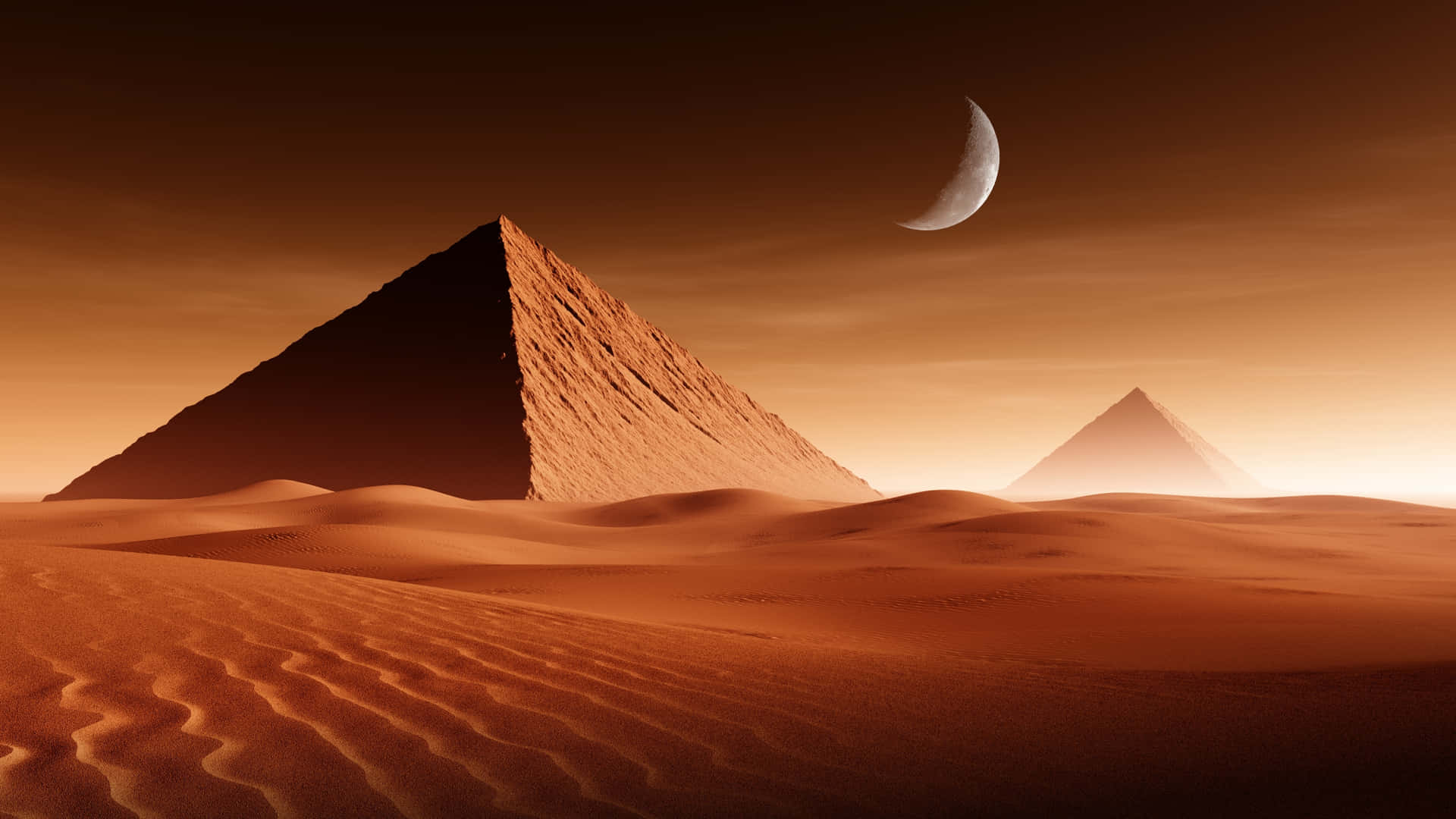 Pyramid Of The Moon Sunset Desert Background